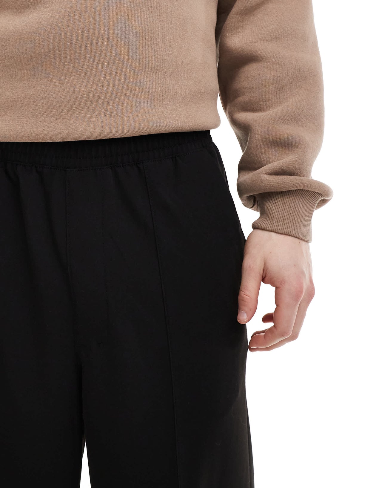 Pull&Bear wide leg tailored trouser in black