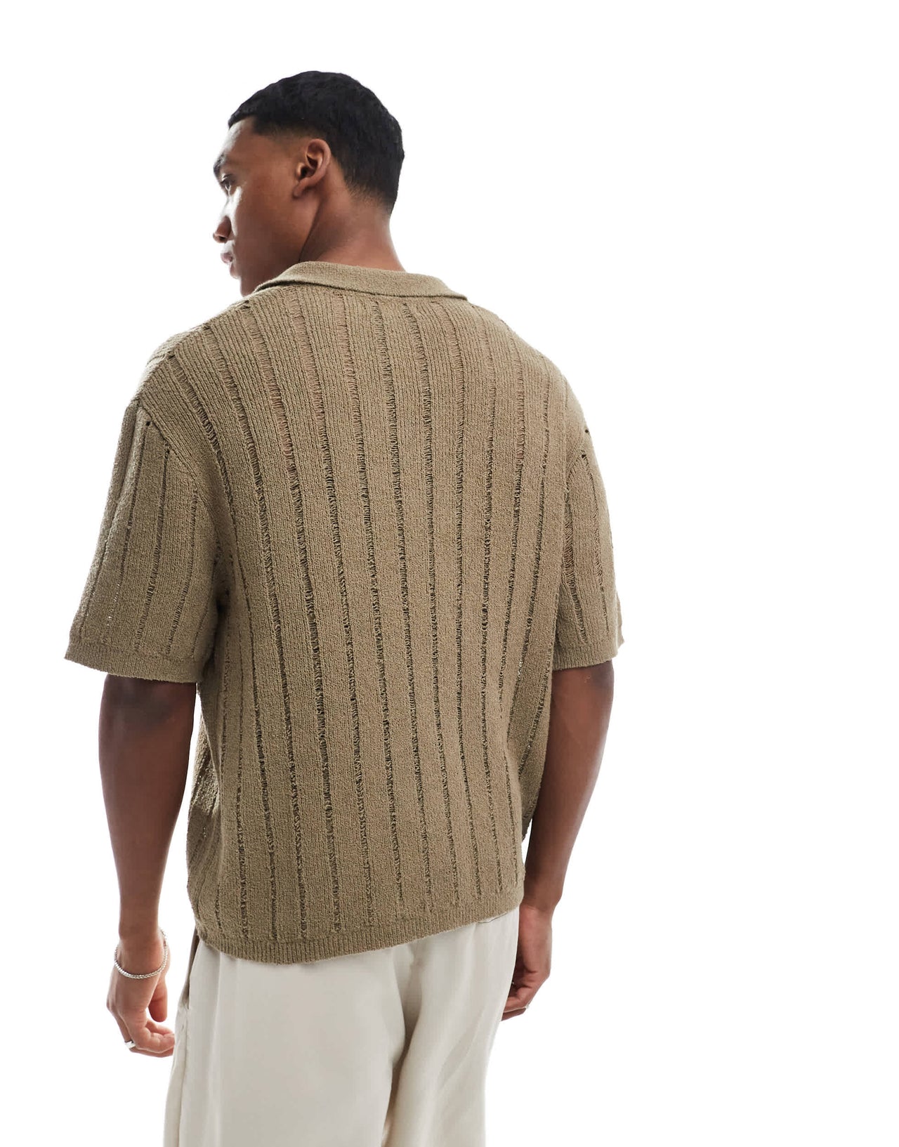 Pull&Bear knitted polo in camel