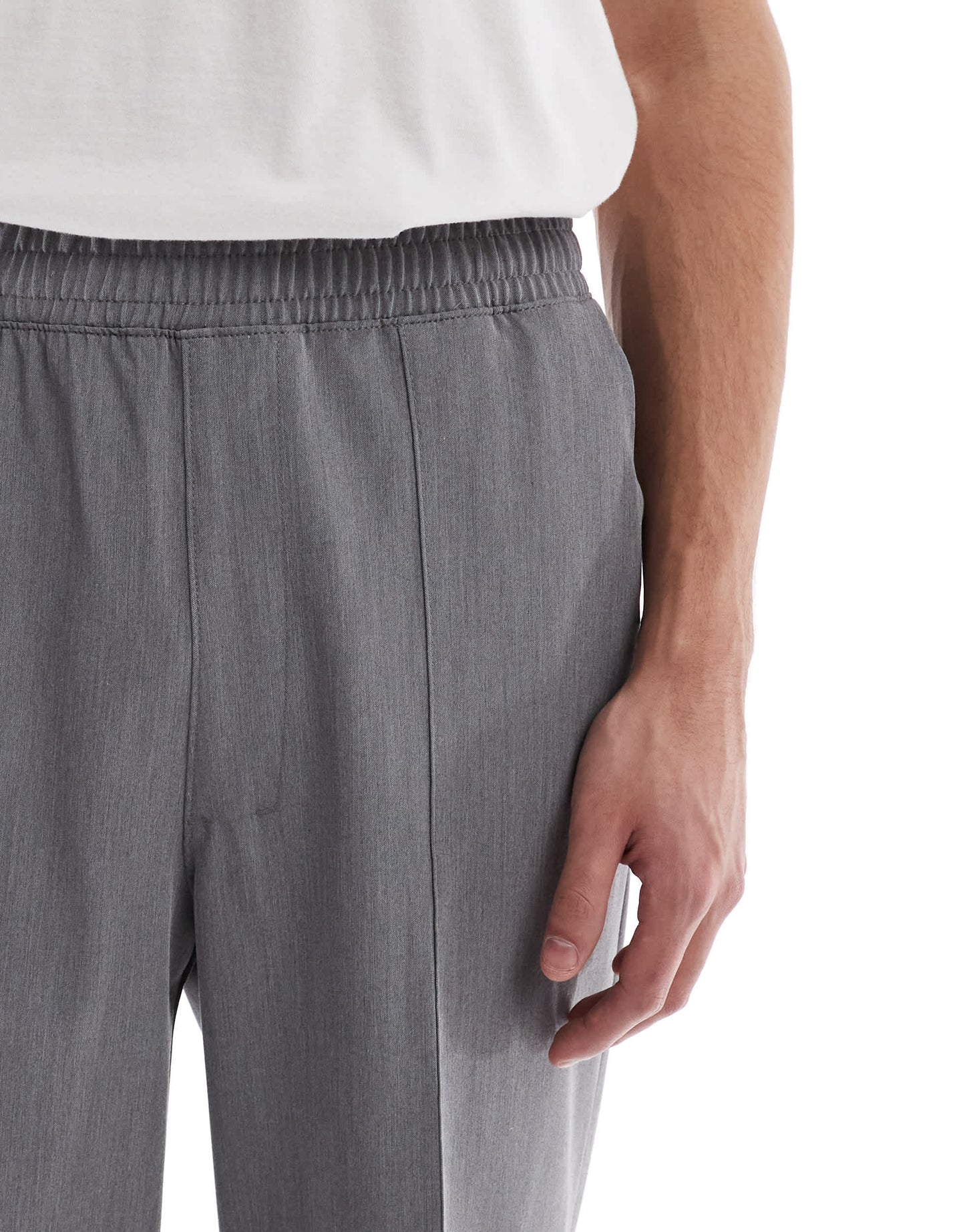 Pull&Bear wide leg tailored trouser in grey