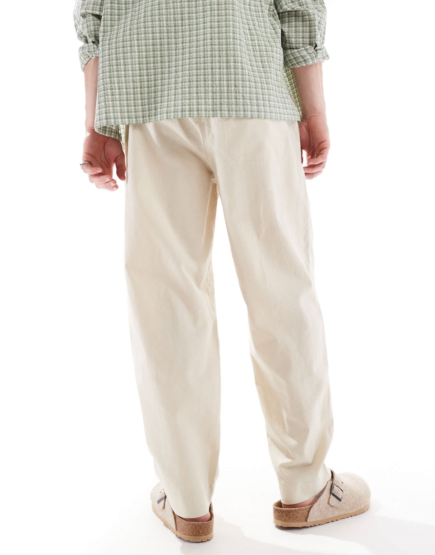 Pull&Bear linen blend trousers in sand