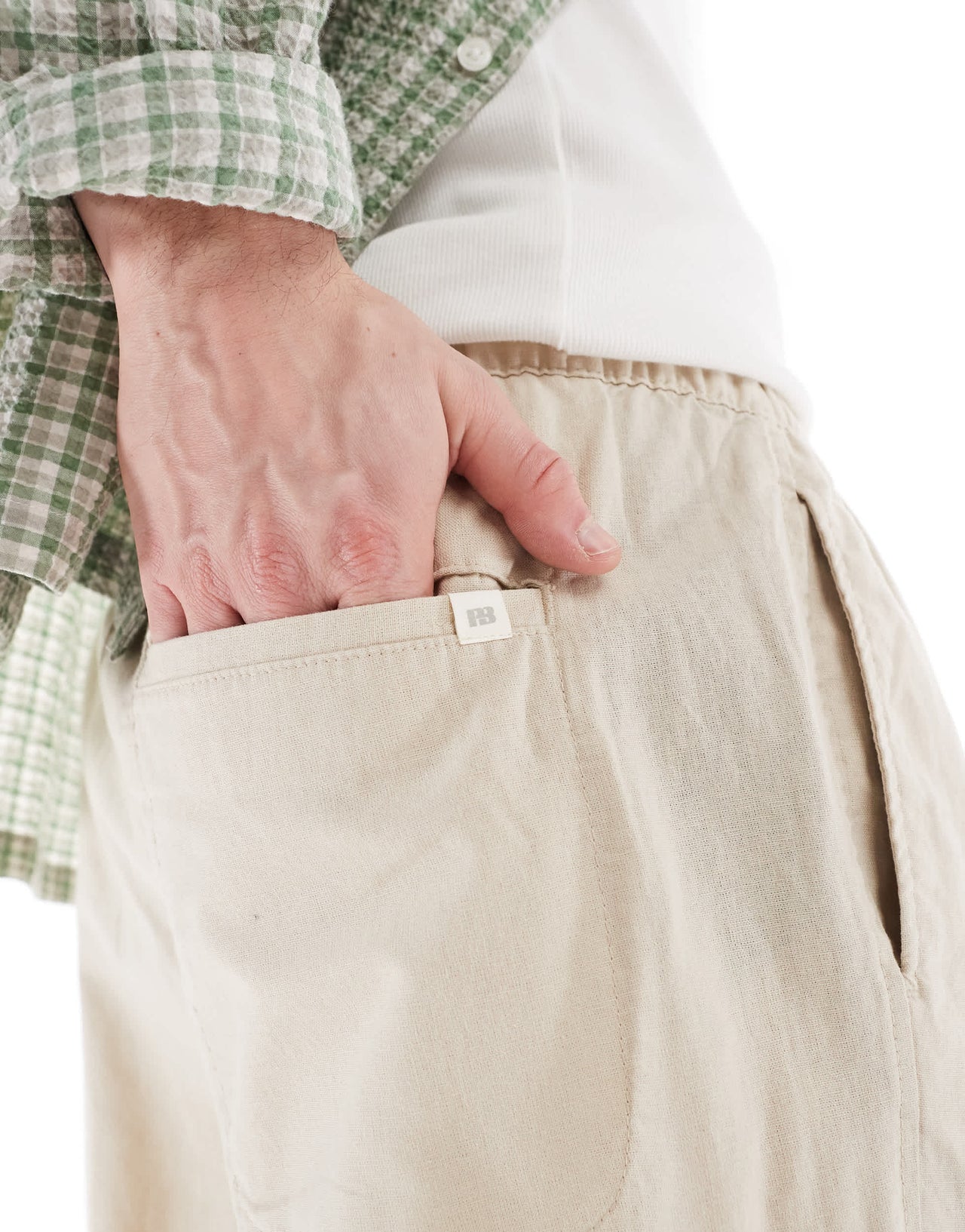 Pull&Bear linen blend trousers in sand