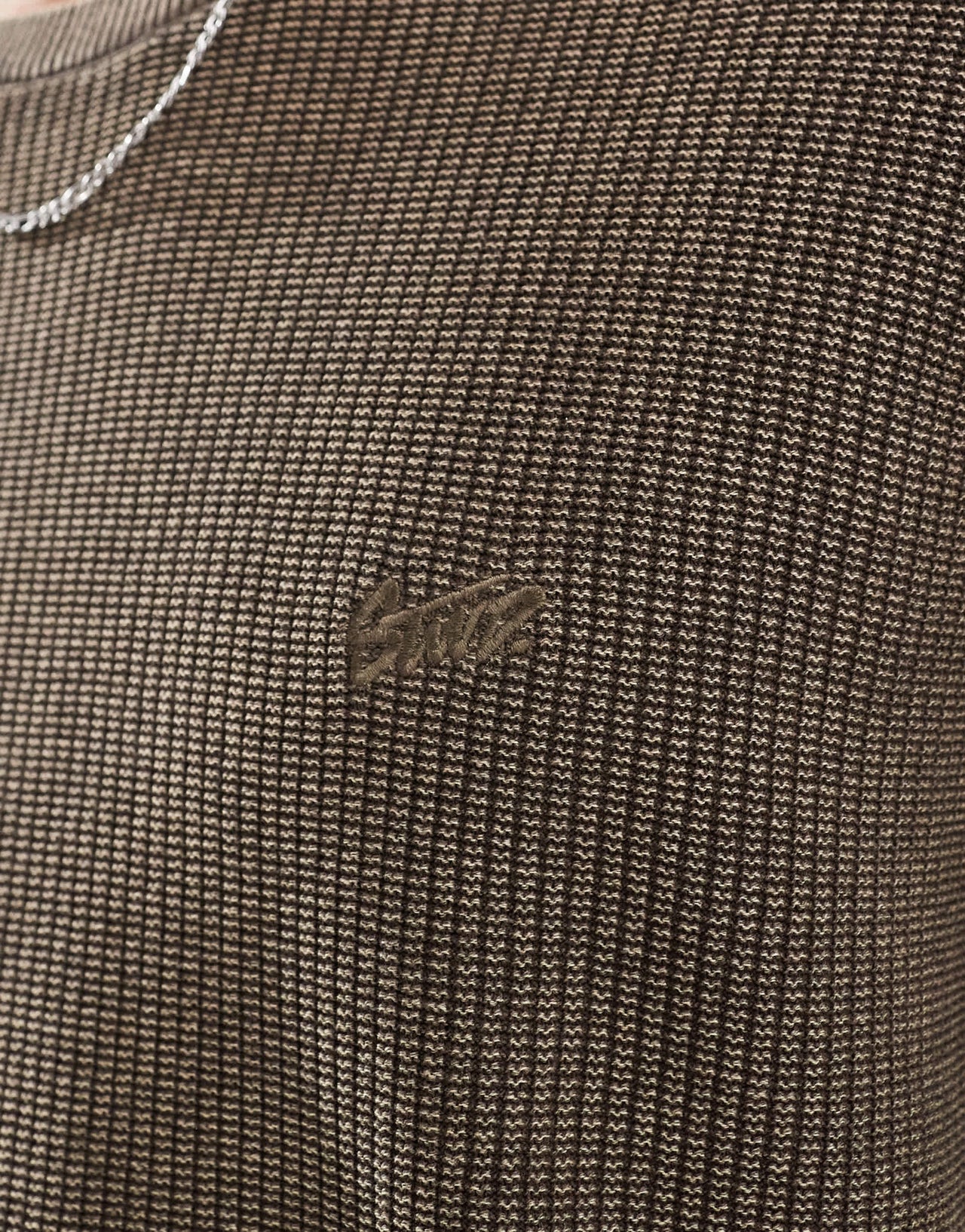 Pull&Bear knitted washed t-shirt in khaki