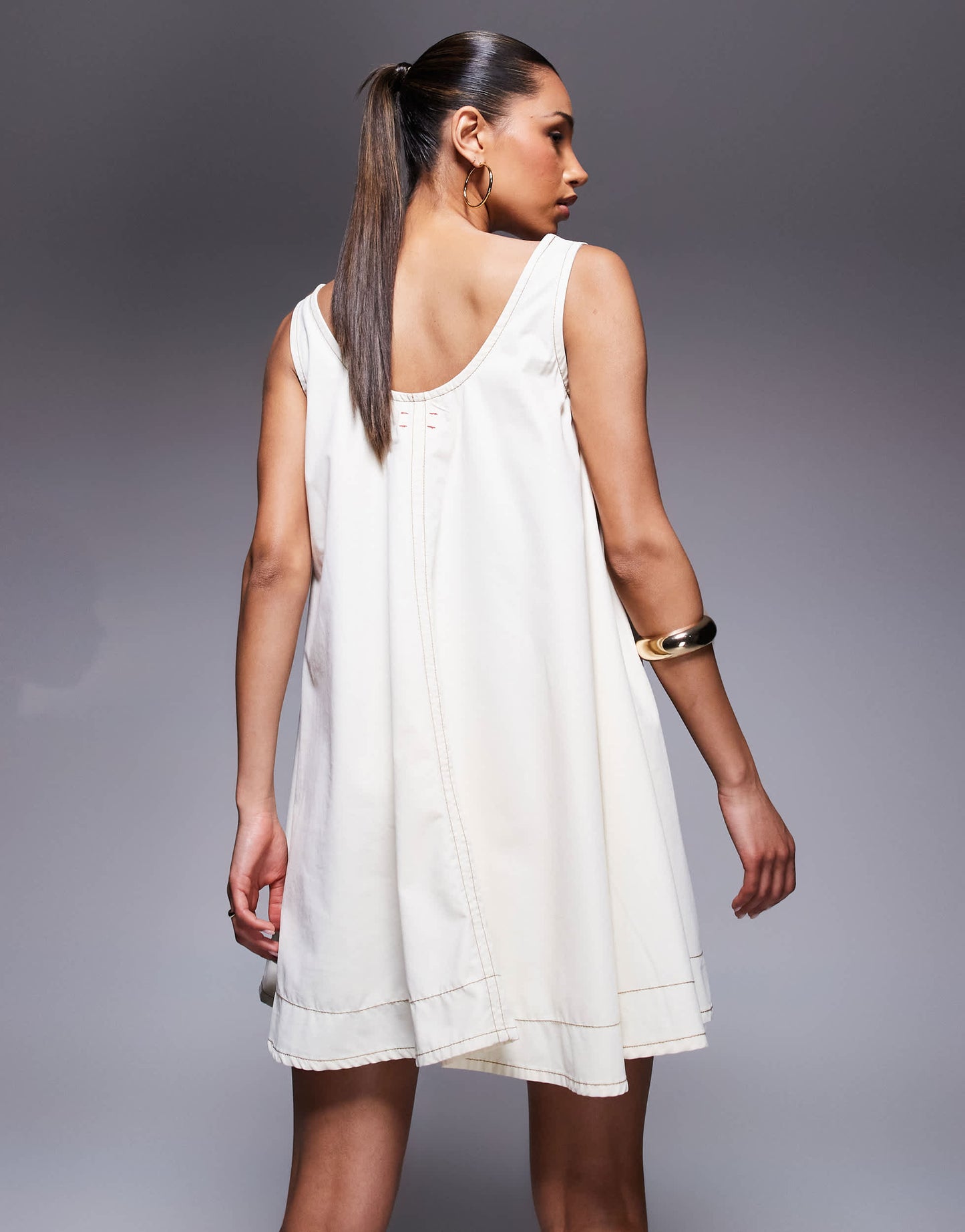 River Island swing mini dress in cream