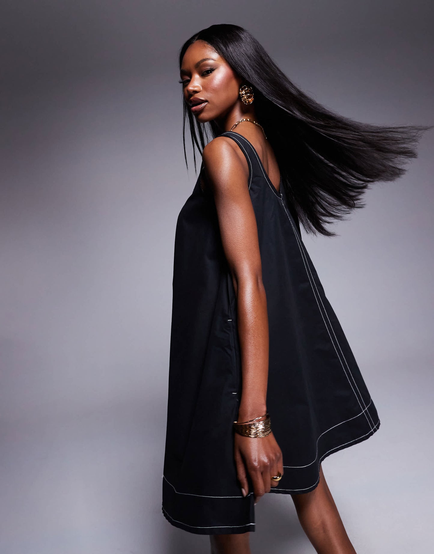 River Island swing mini dress in black