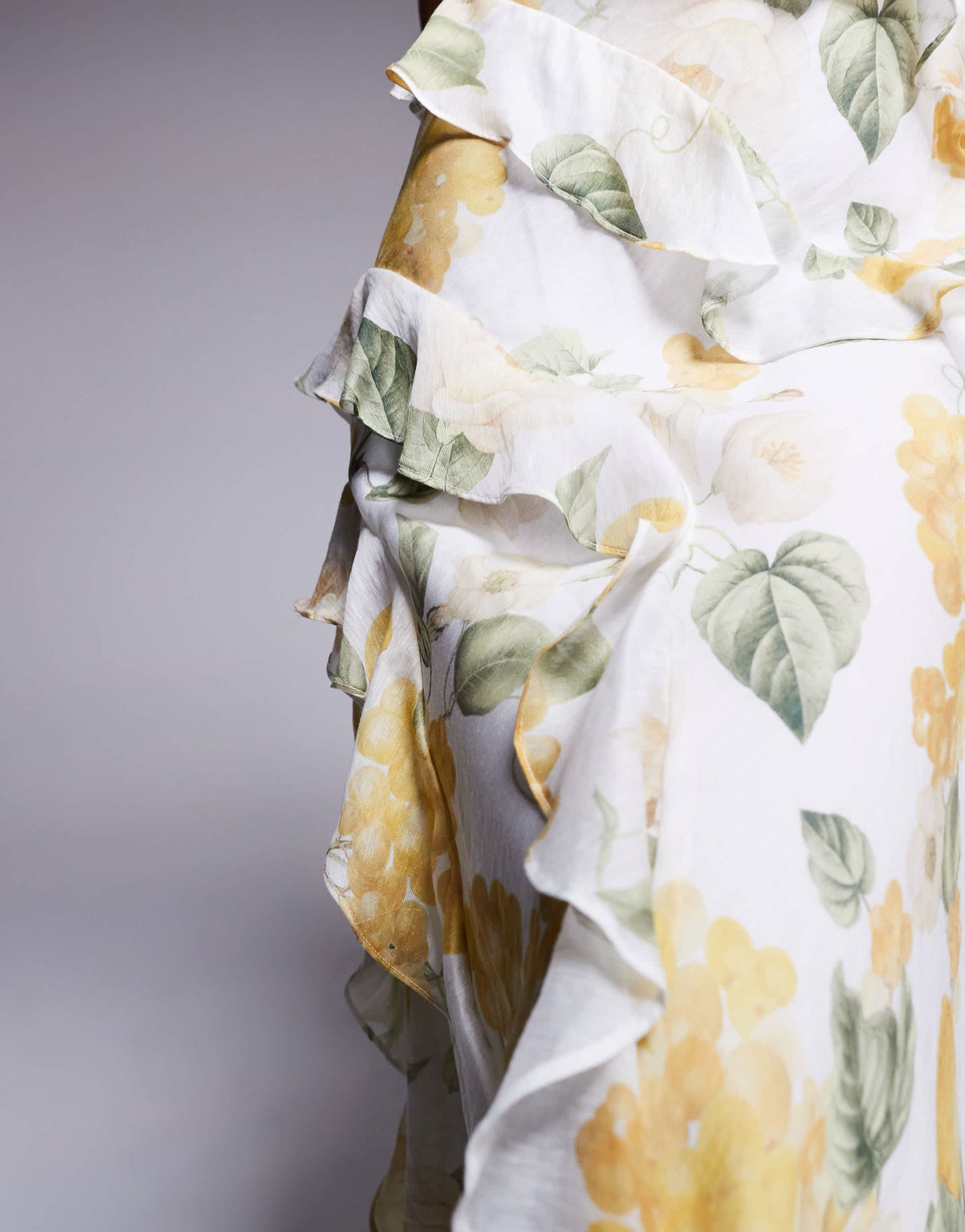 Forever New one shoulder ruffle maxi dress in yellow floral