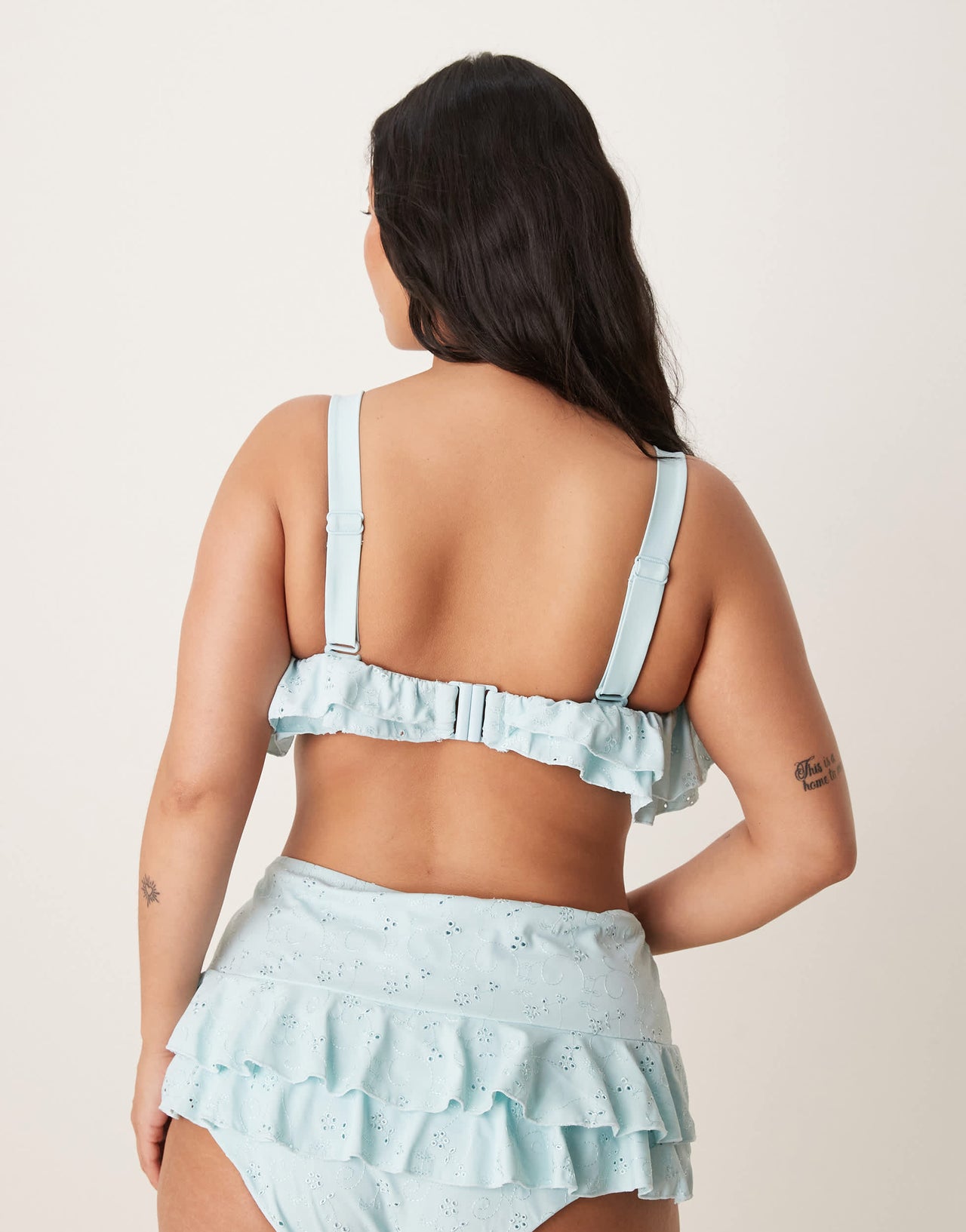 ASOS DESIGN Curve Bobbi broderie hidden underwired bikini top in blue