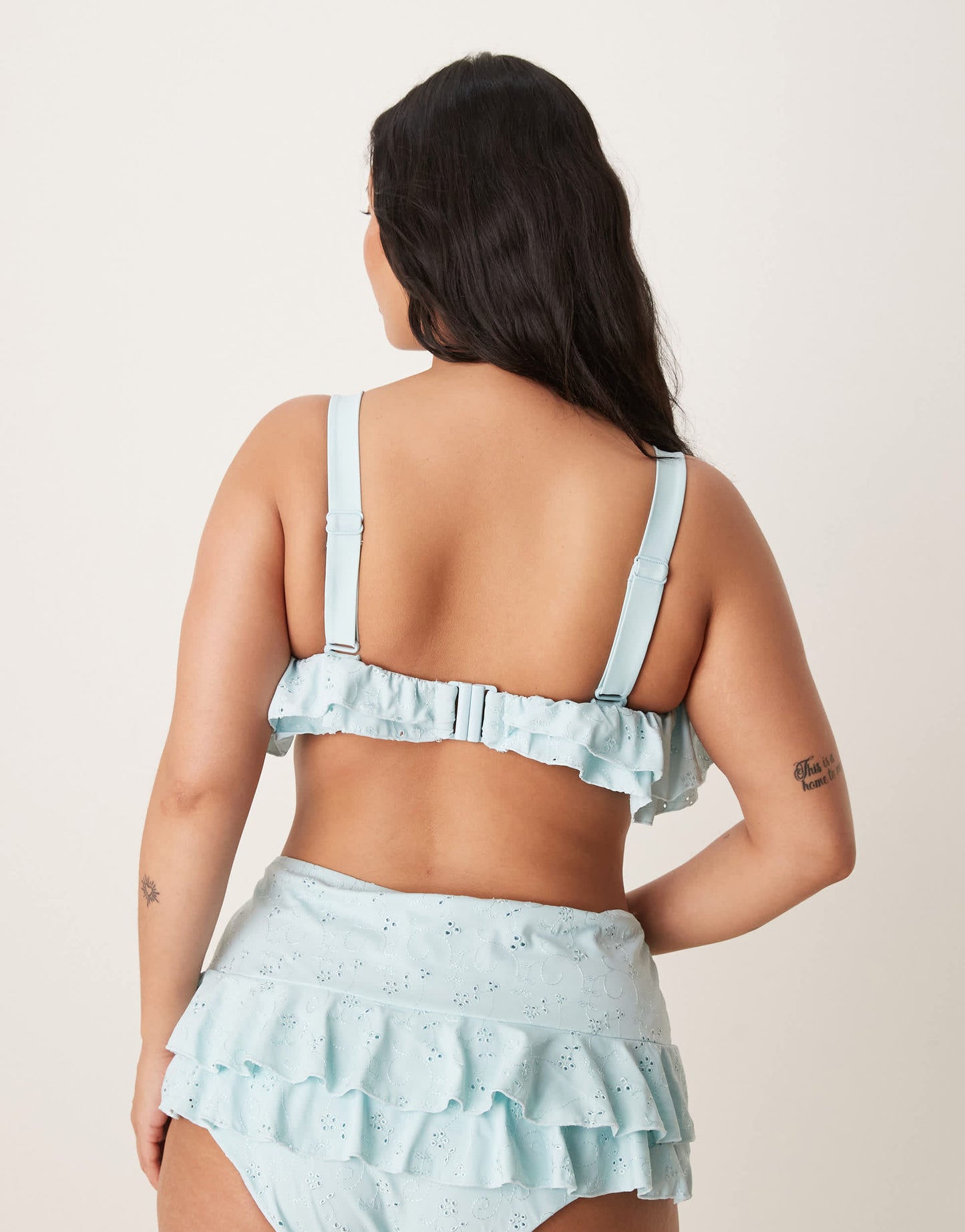 ASOS DESIGN Curve Bobbi broderie hidden underwired bikini top in blue