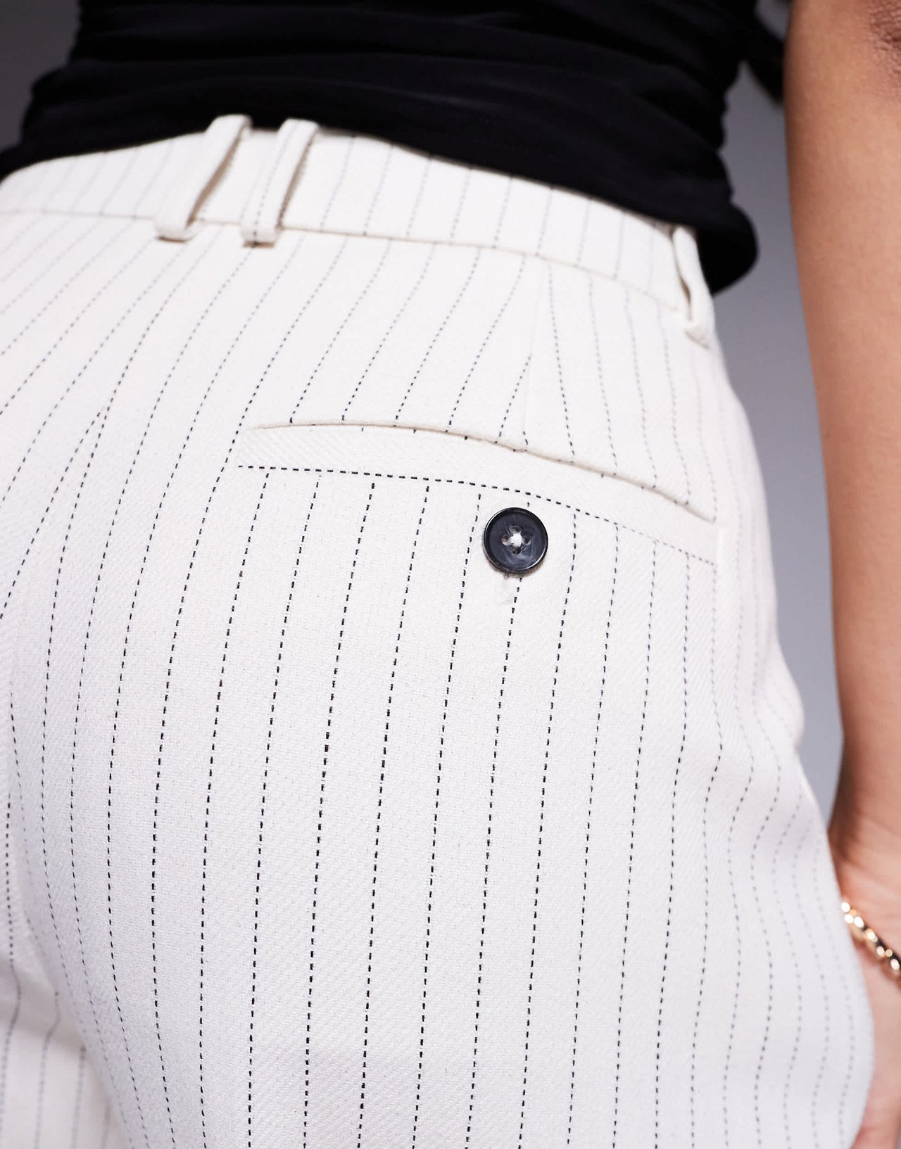 ASOS DESIGN tailored straight leg trousers co-ord with pleat detail in cream stripe