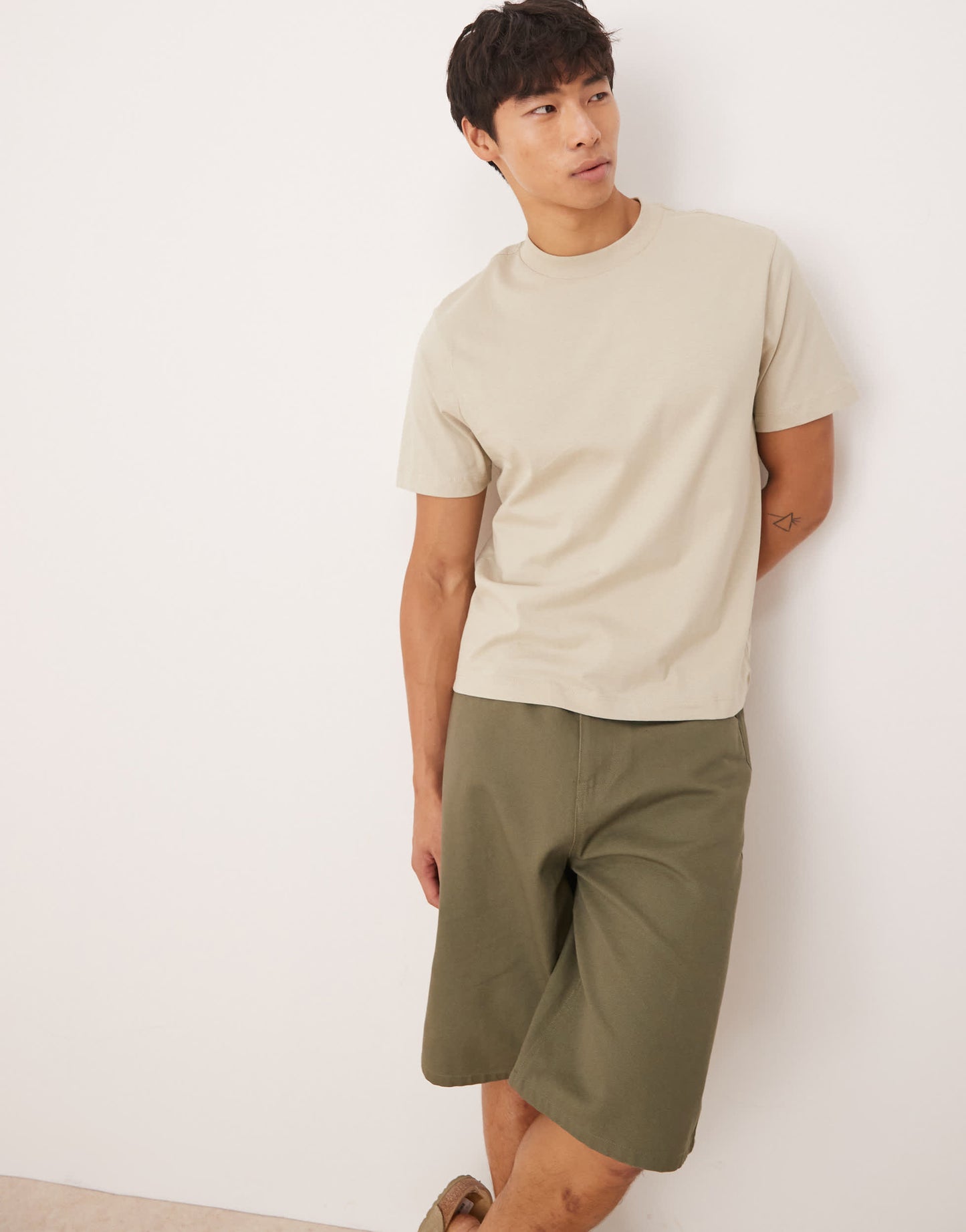 ASOS DESIGN boxy t-shirt with celestial graphic in beige