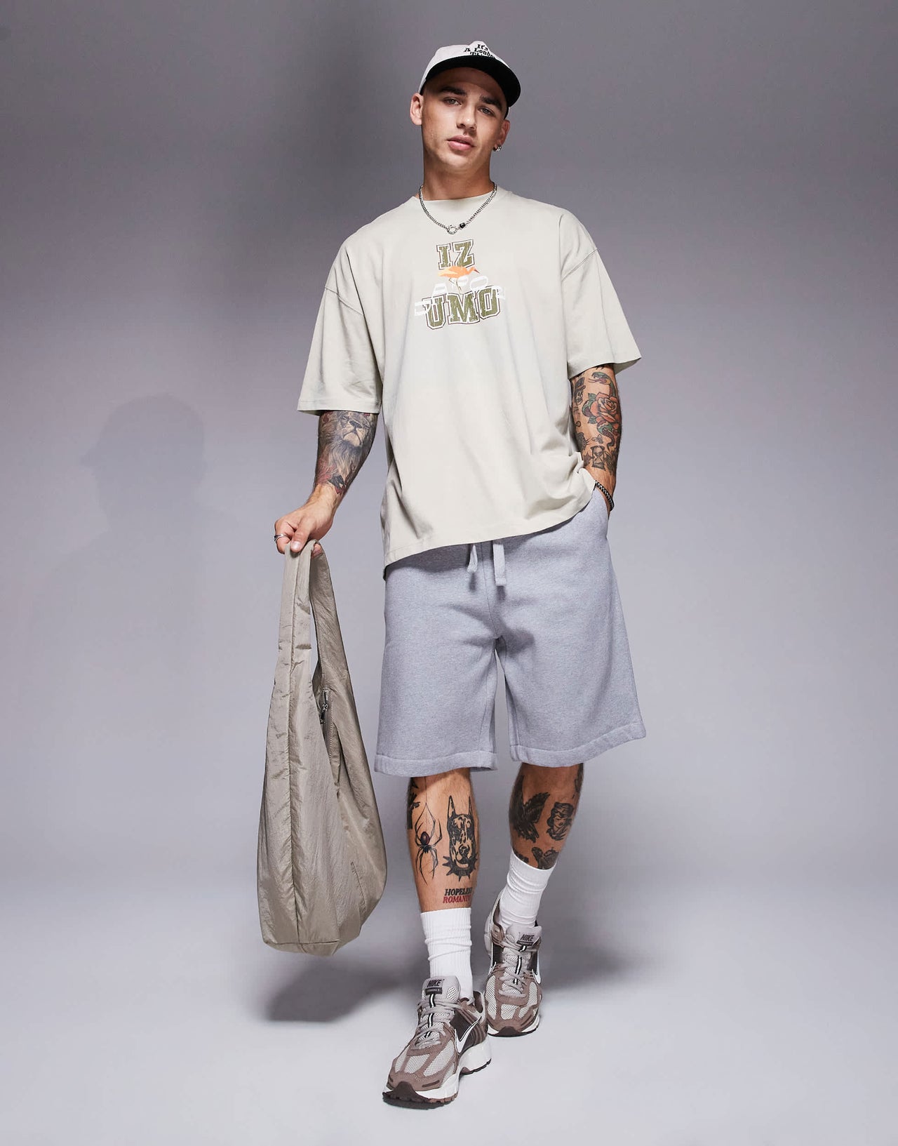ASOS DESIGN oversized t-shirt with souvenir graphic in beige