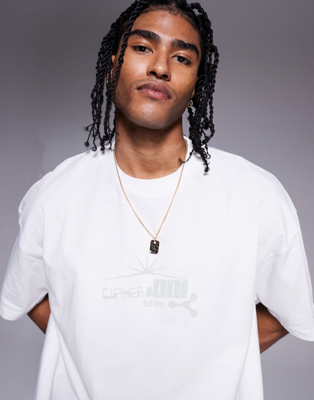 ASOS DESIGN boxy oversized t-shirt with street graphic in white