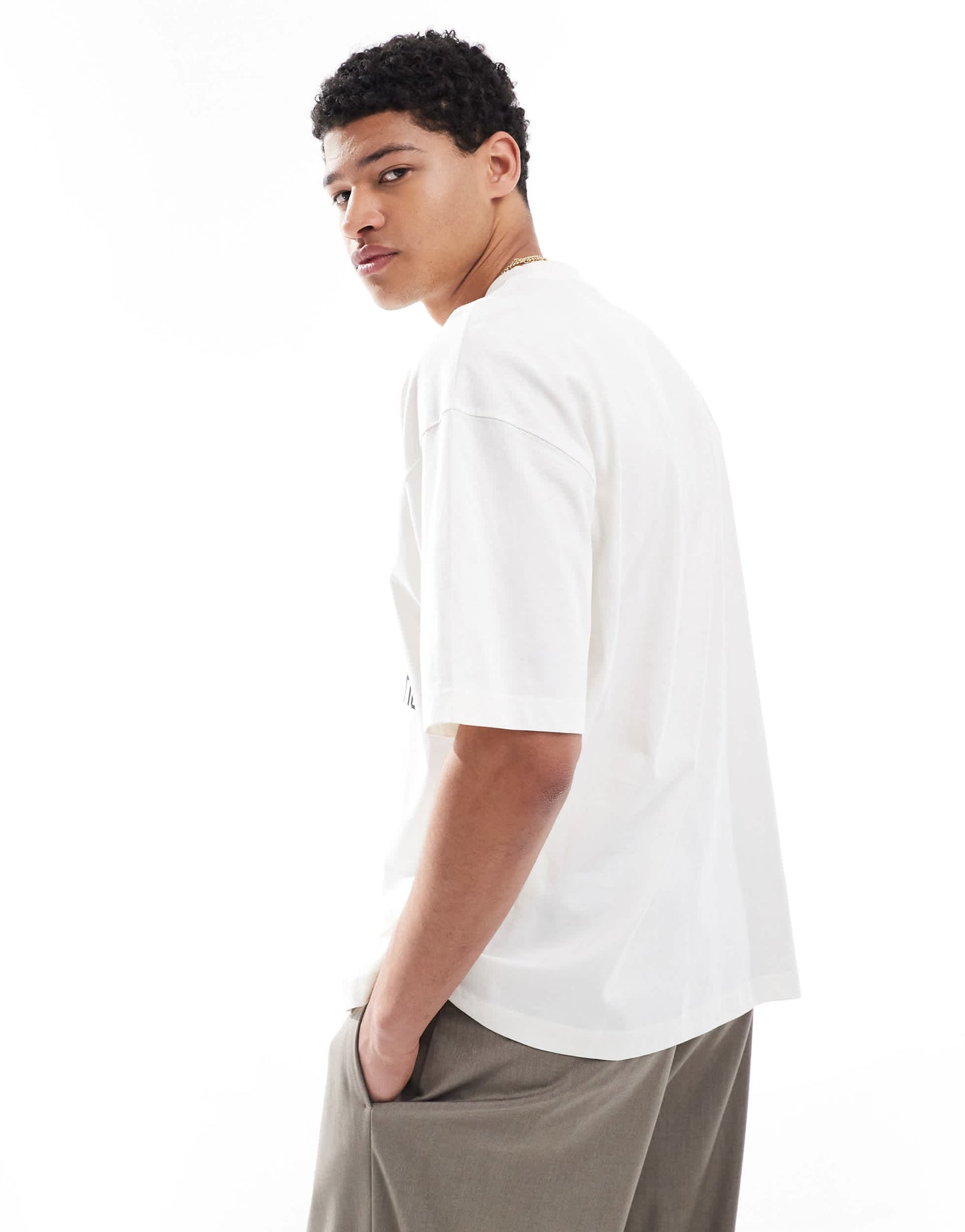 ASOS DESIGN oversized t-shirt with sports graphic in off white