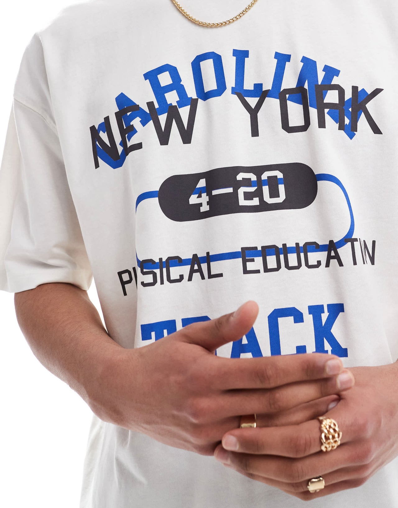 ASOS DESIGN oversized t-shirt with sports graphic in off white