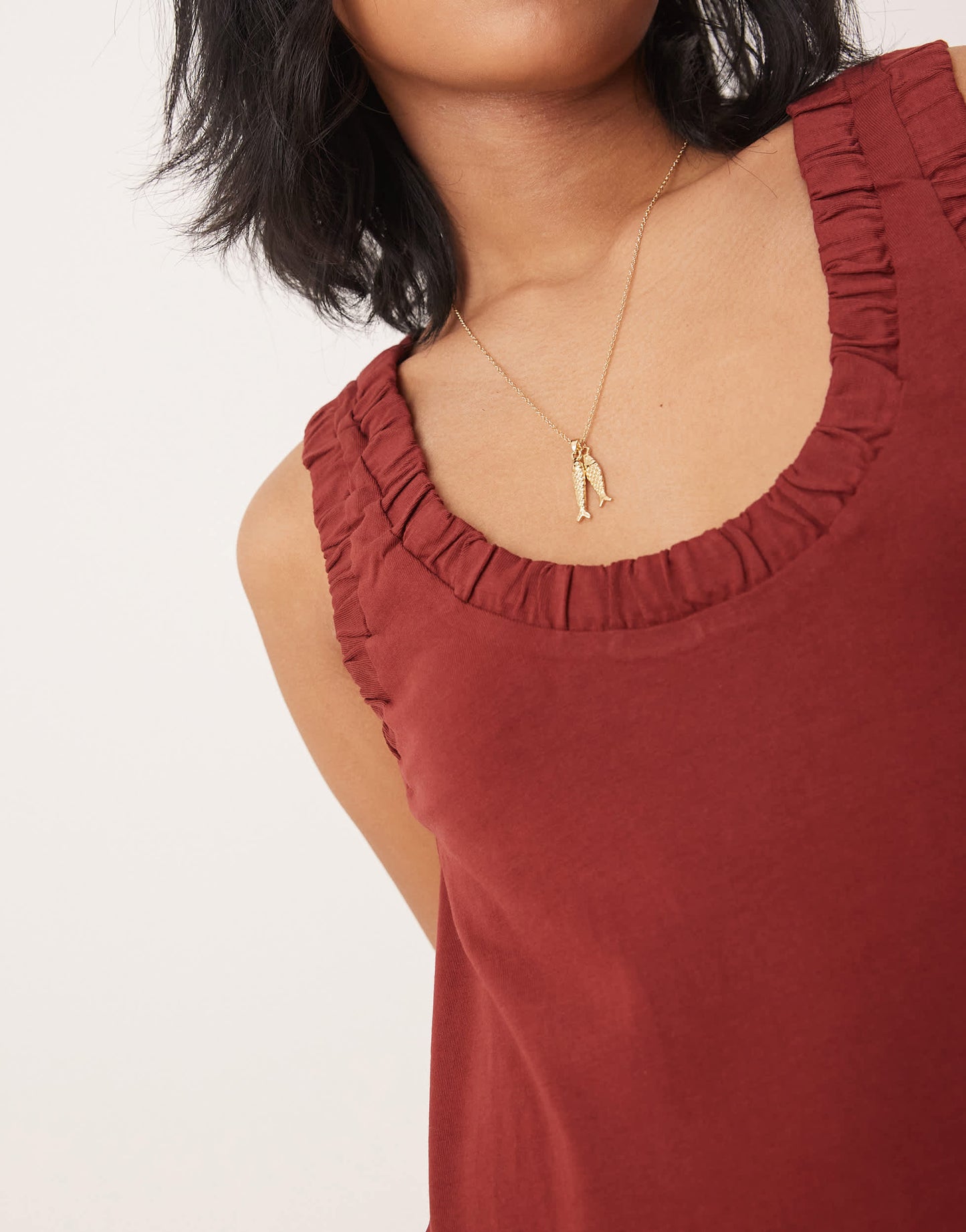 ASOS DESIGN Petite ruched scoop smock midi dress in rust