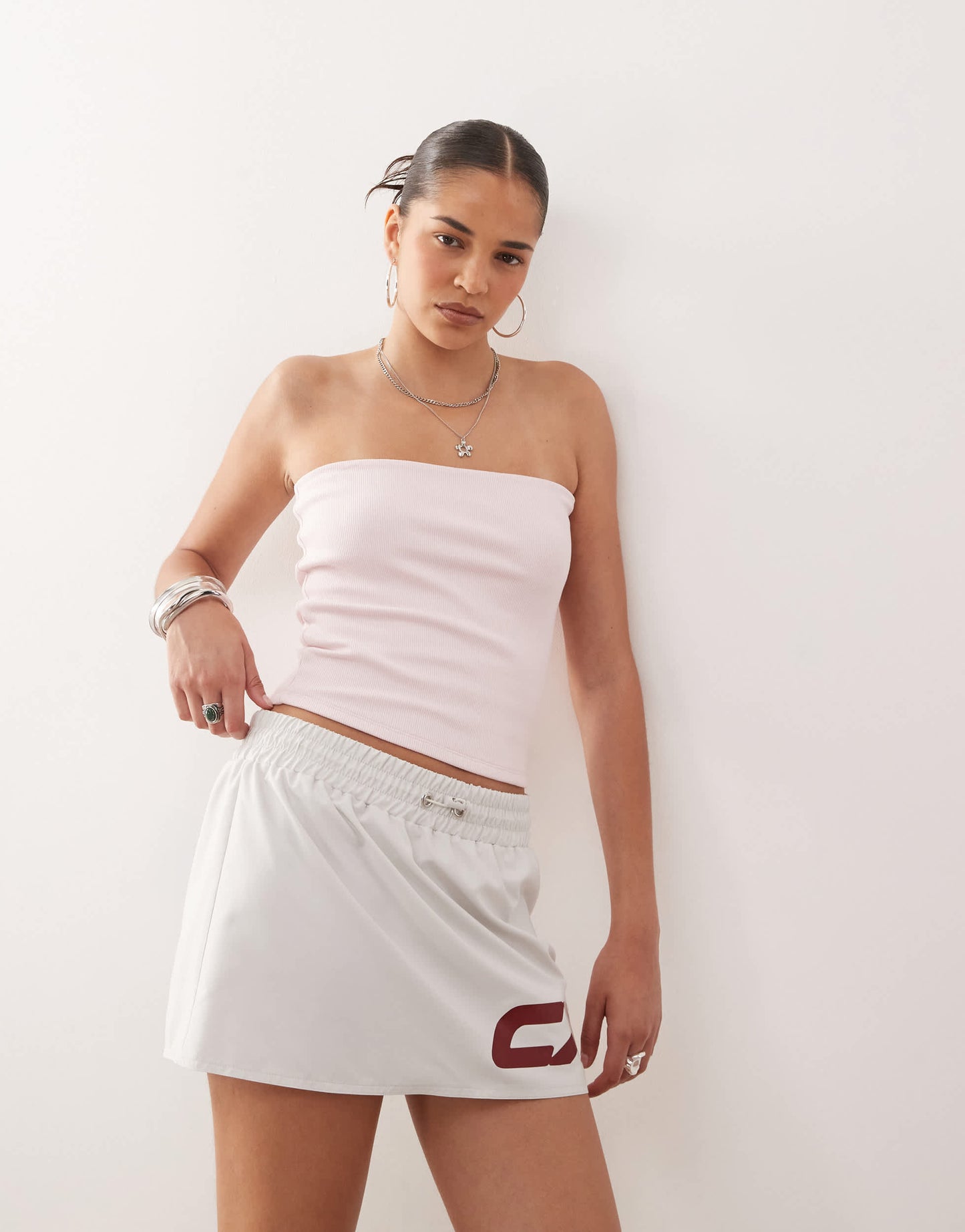 COLLUSION jersey ribbed bandeau top in soft pink