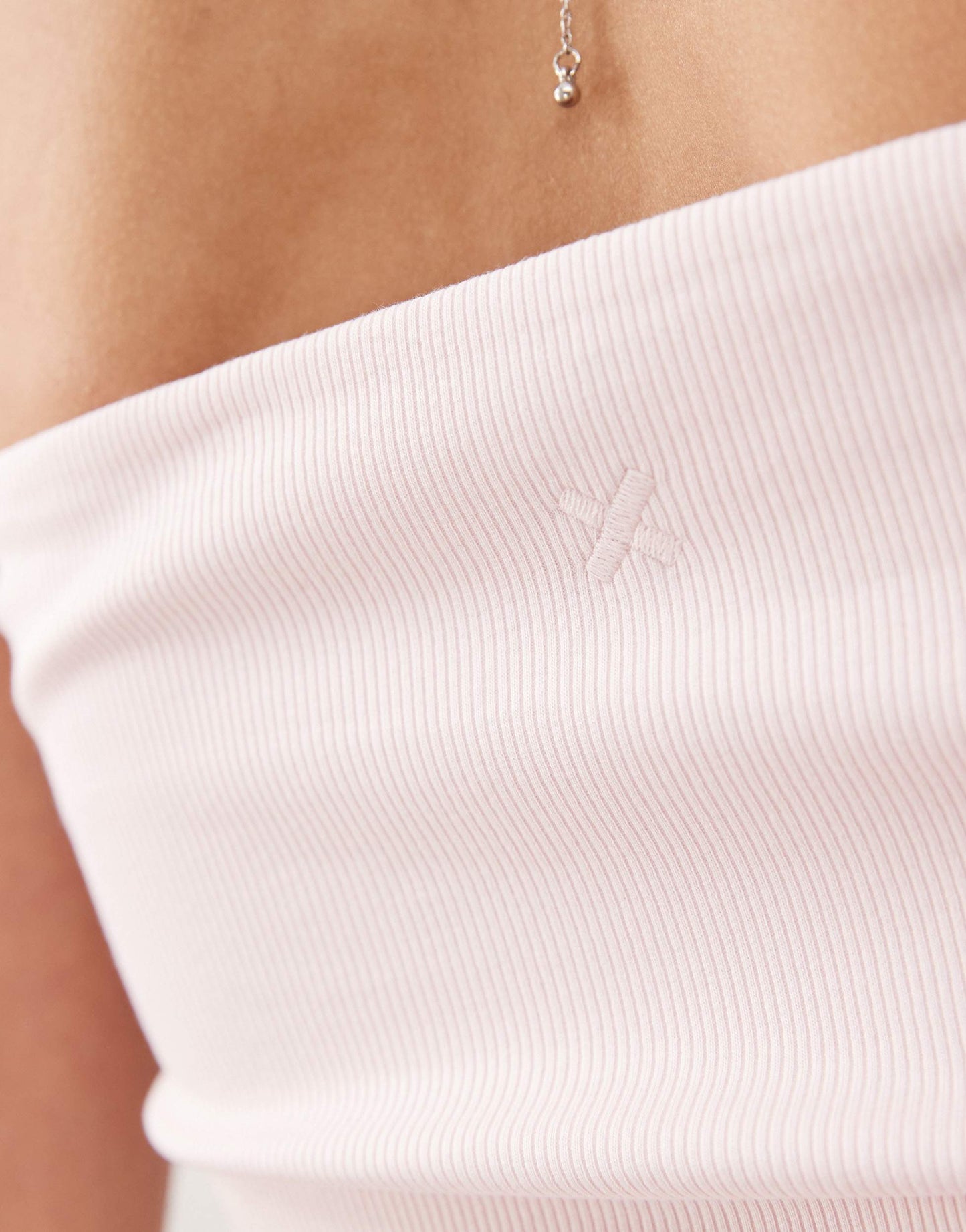 COLLUSION jersey ribbed bandeau top in soft pink