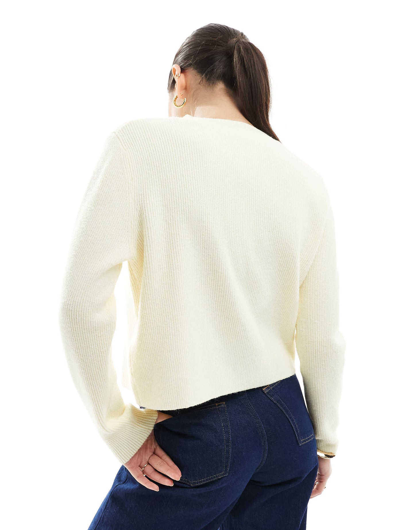 Stradivarius knitted cardigan in yellow