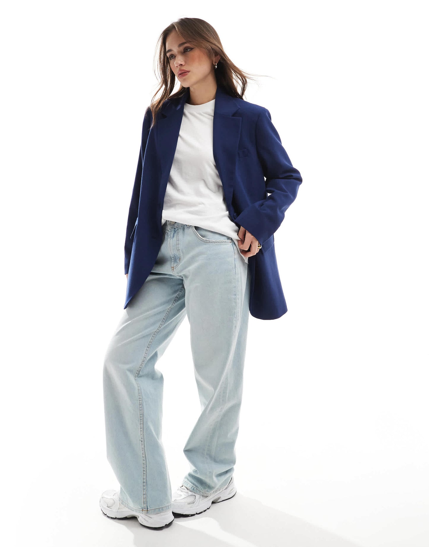 Stradivarius oversized blazer in navy