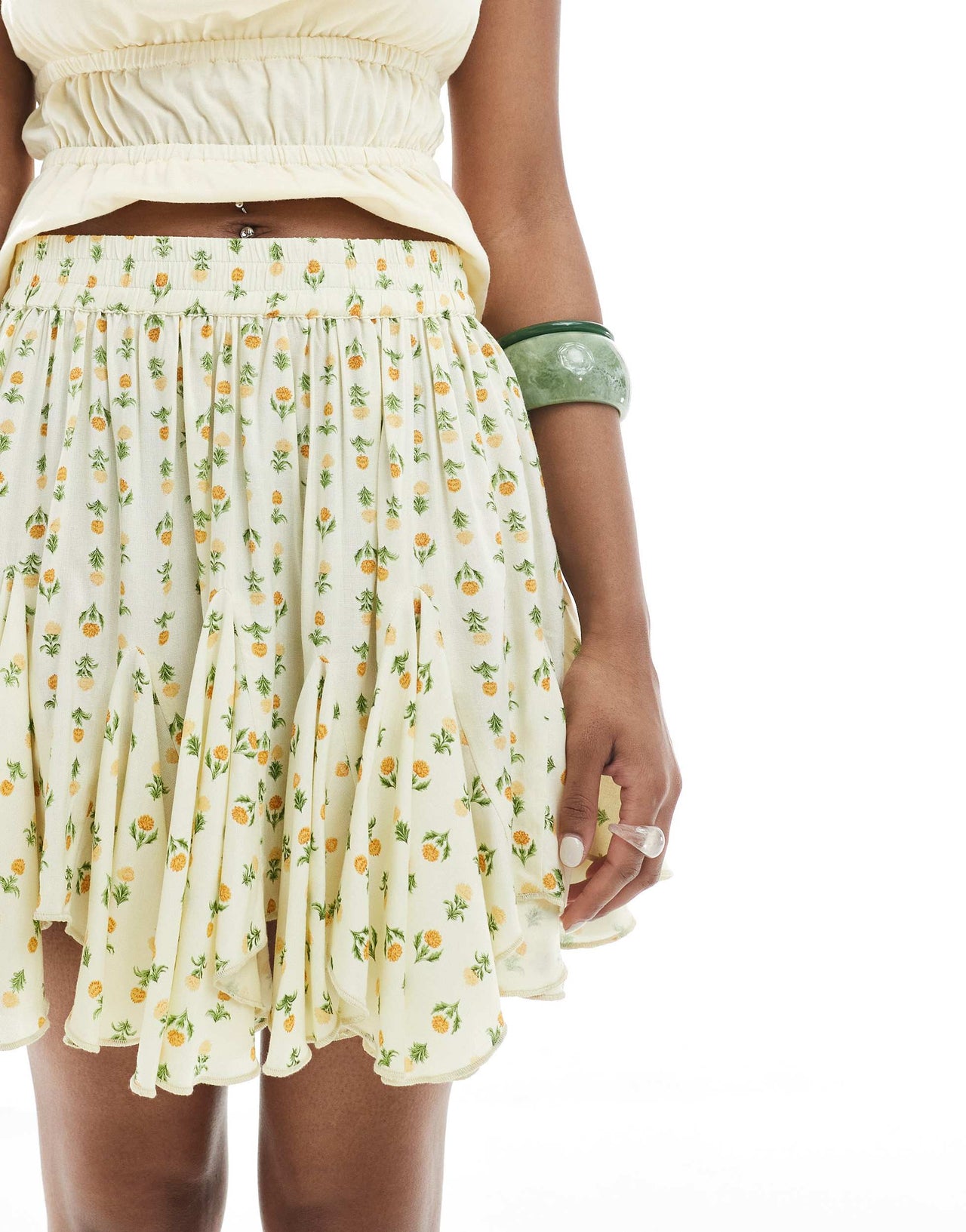 ASOS DESIGN flippy godet mini skirt in floral print