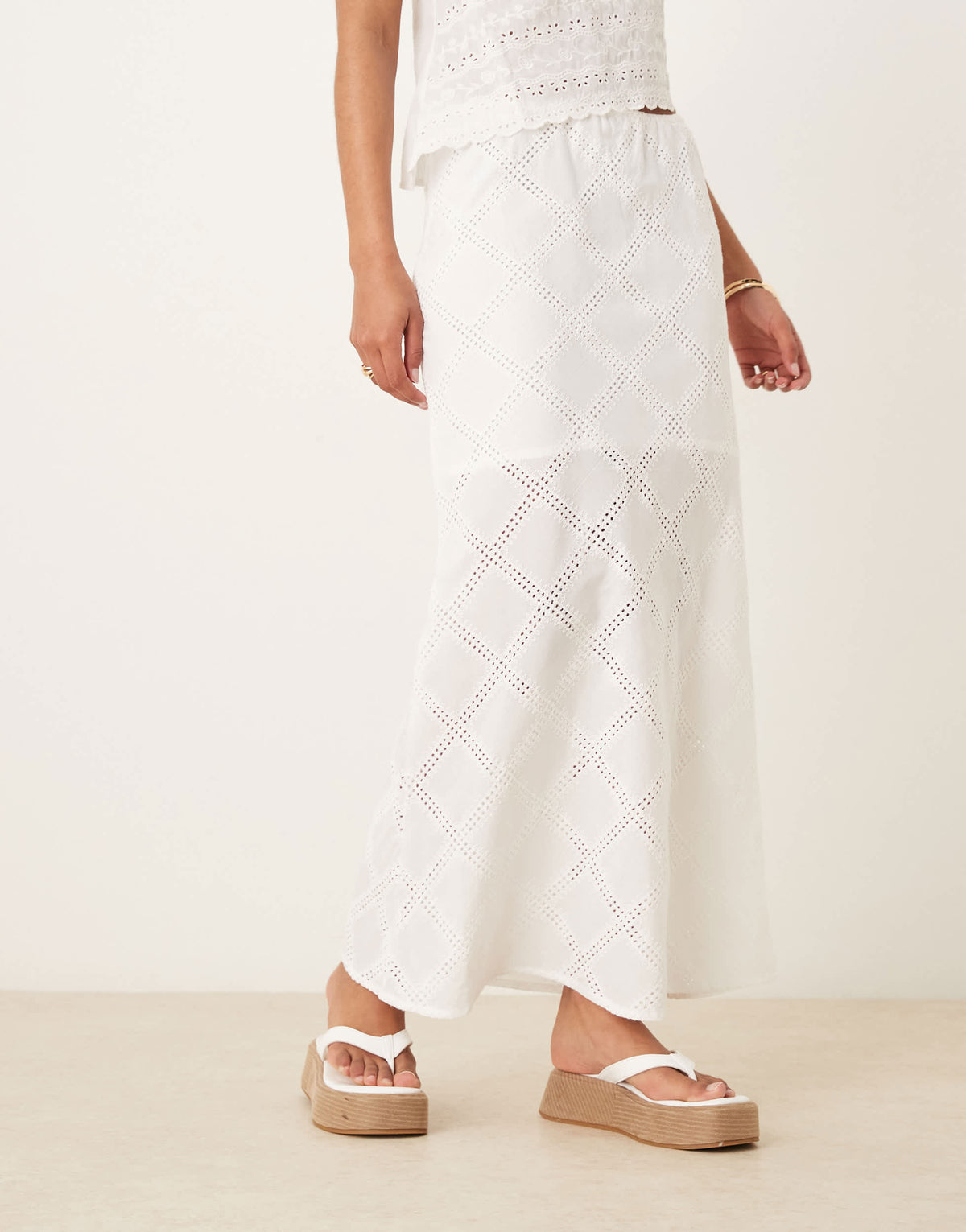 ASOS DESIGN  patchwork maxi skirt in white
