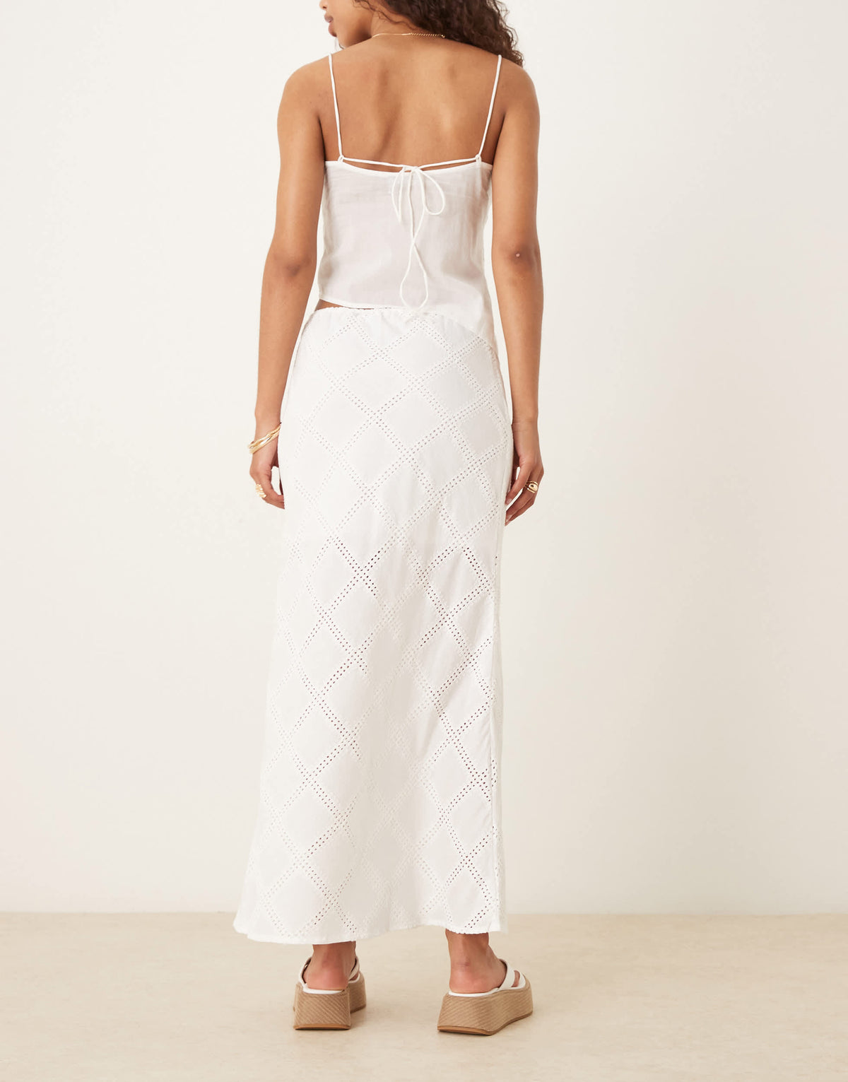 ASOS DESIGN  patchwork maxi skirt in white