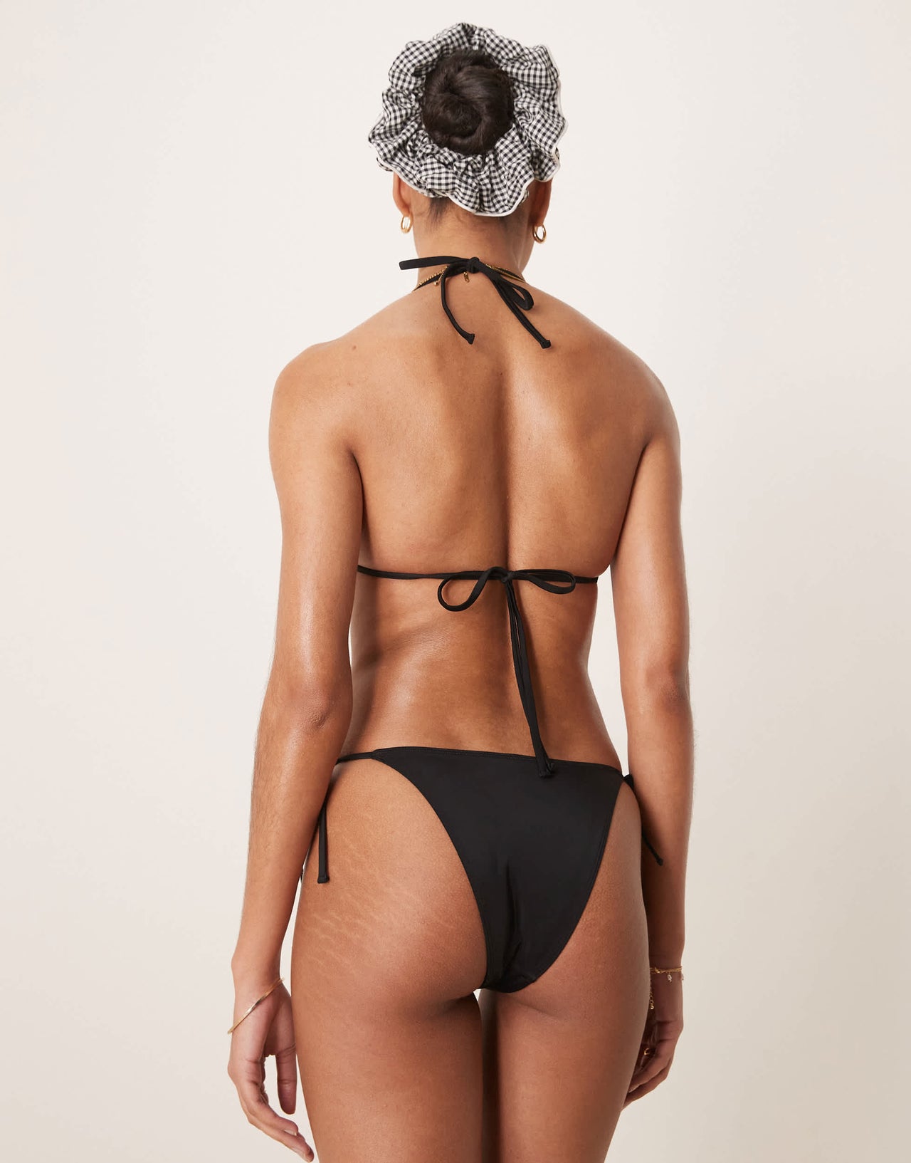 Free Society lace tie side bikini bottom in black