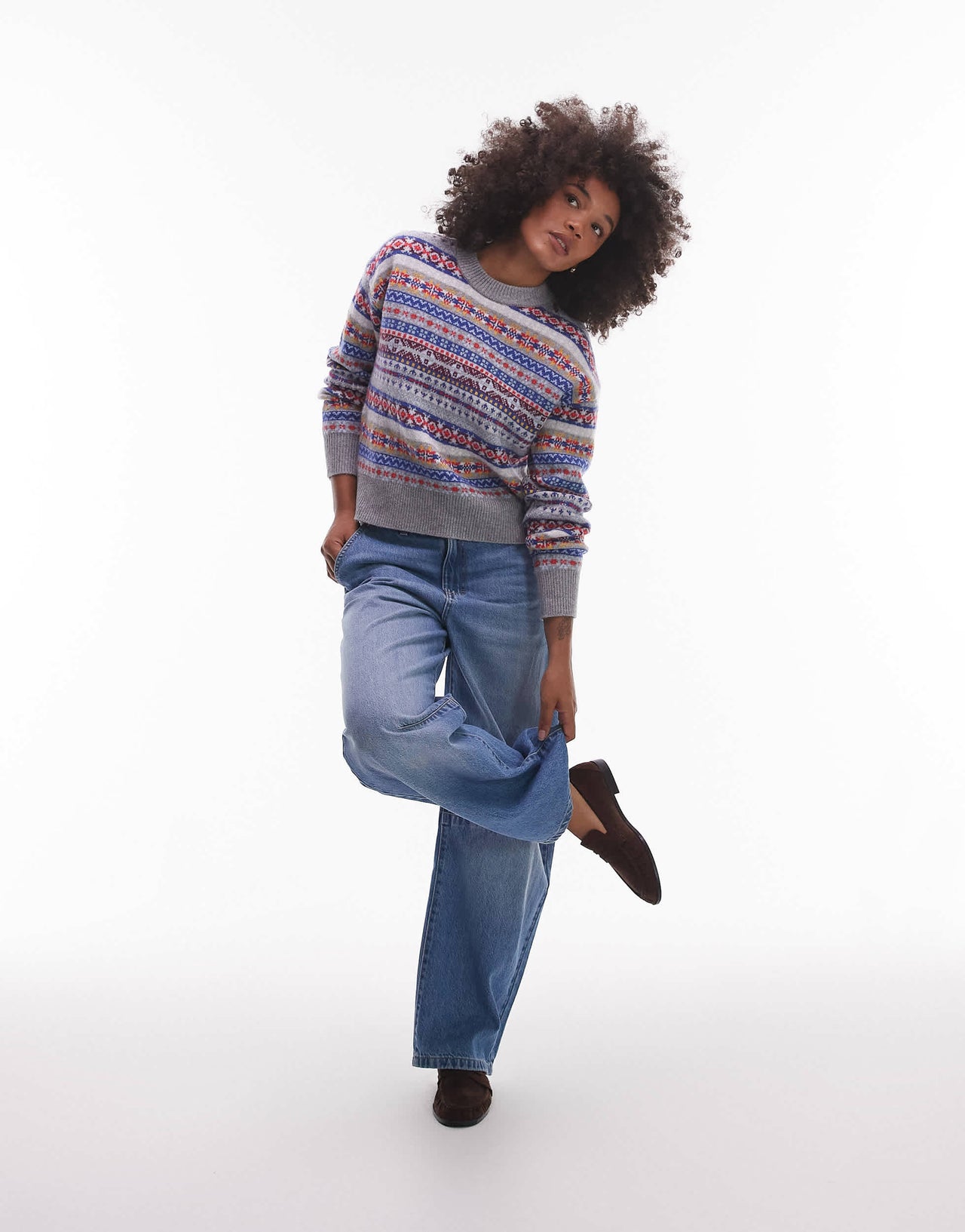 Levi's Ines fairisle jumper in blue multi