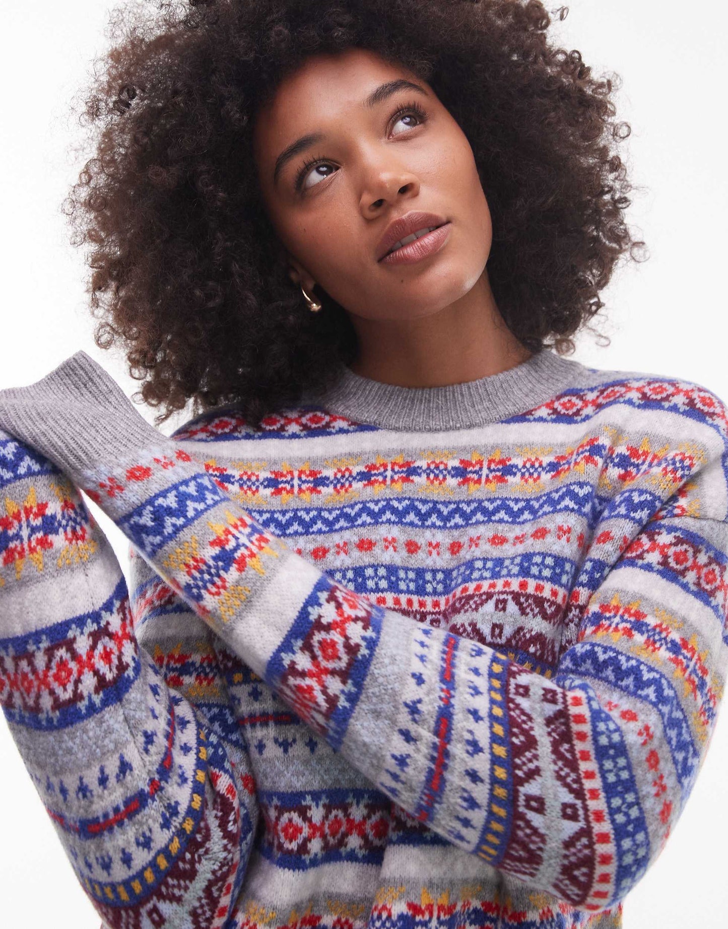 Levi's Ines fairisle jumper in blue multi