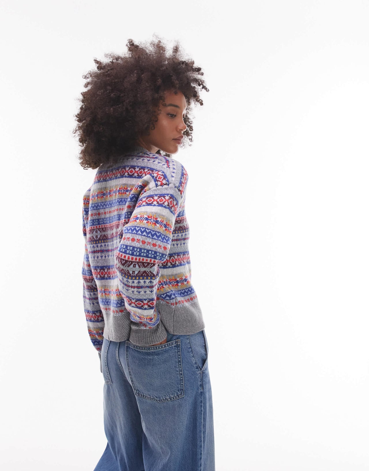 Levi's Ines fairisle jumper in blue multi