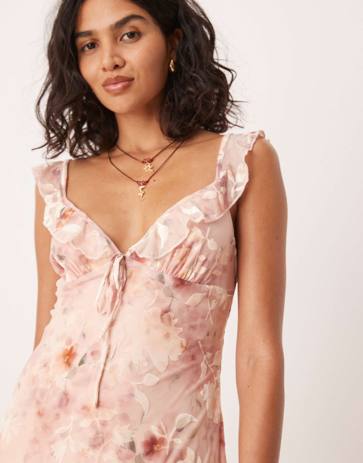 Kiss The Sky slip mini dress in dark pink floral print