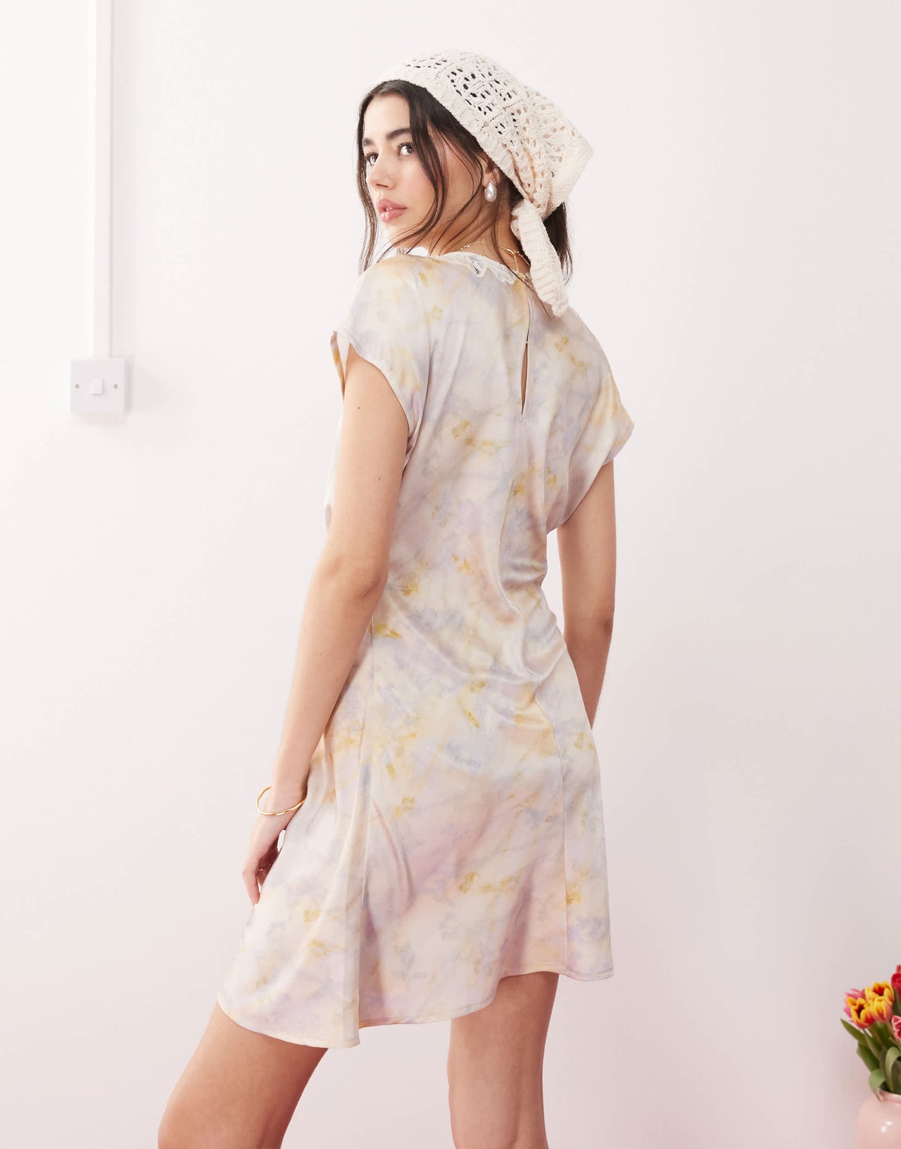 Reclaimed Vintage mini tea dress with lace insert in floral print