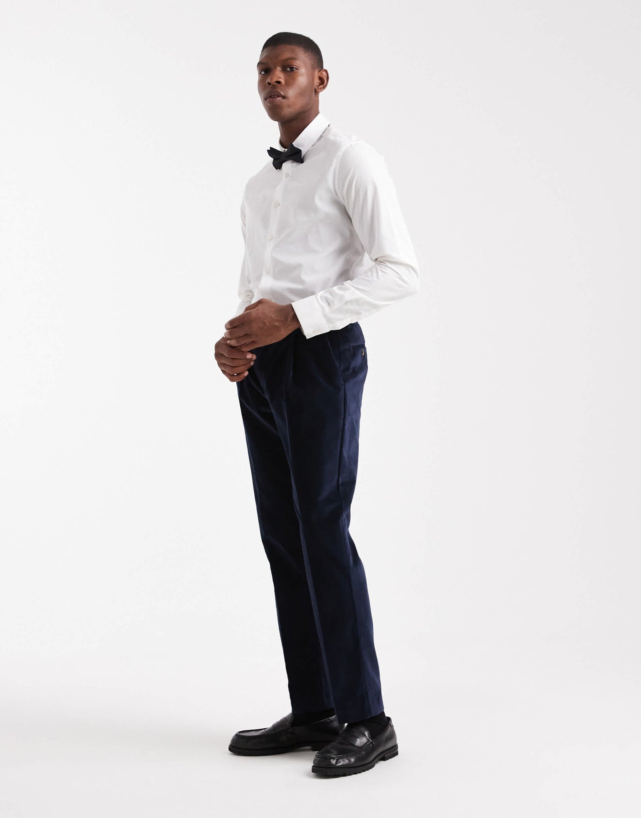 ASOS DESIGN slim suit trousers in navy lightweight velvet - NAVY