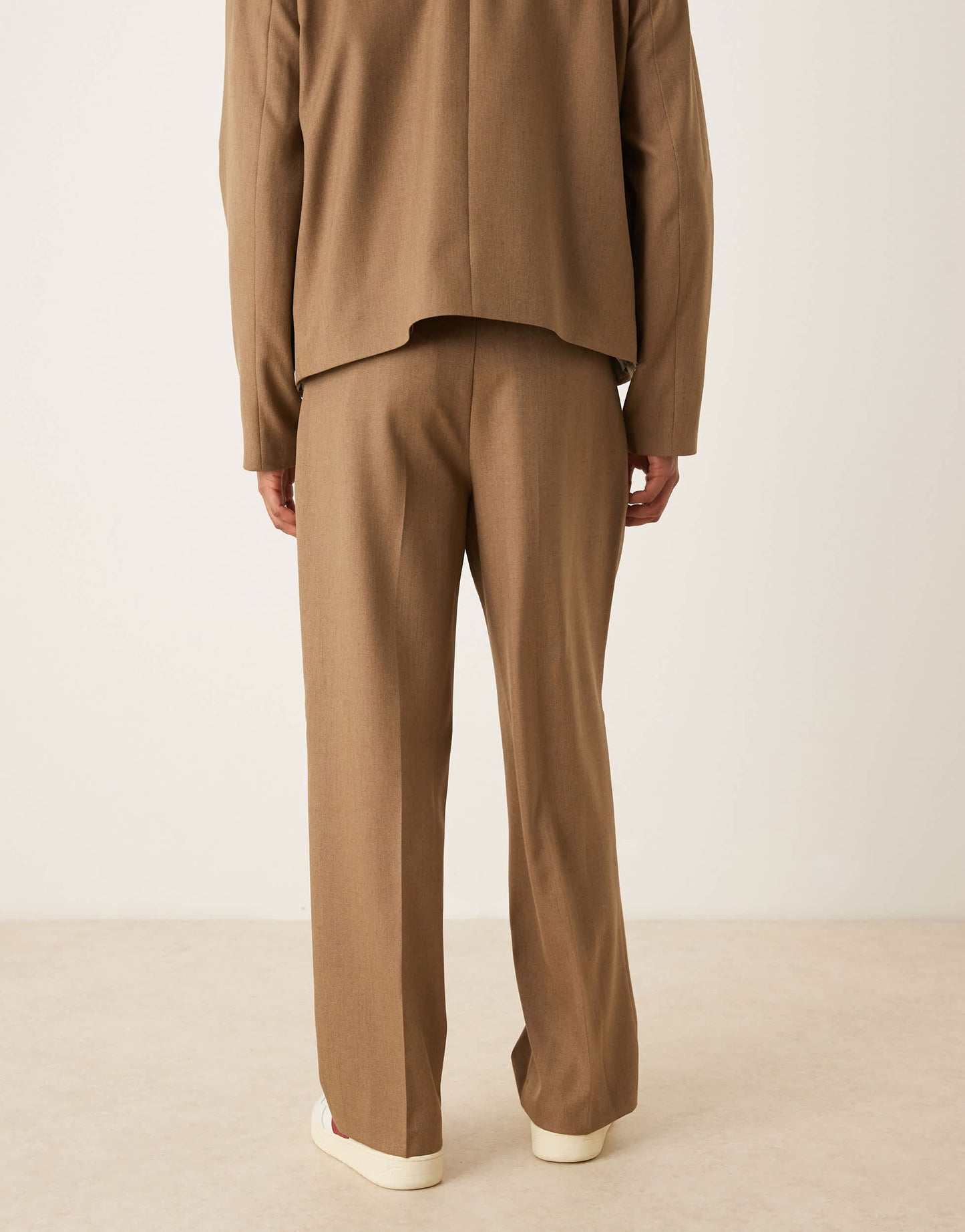 ASOS DESIGN wide leg suit trousers in brown