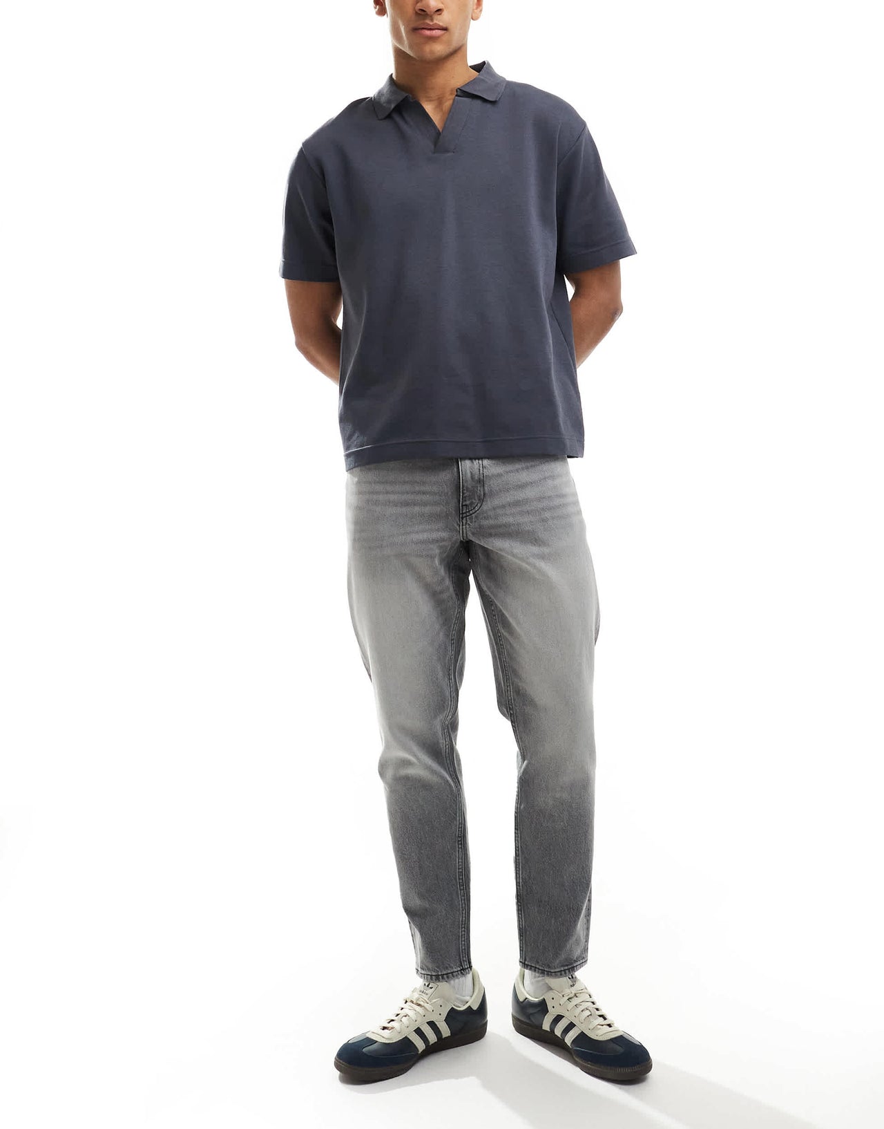 ASOS DESIGN tapered fit jeans in grey wash