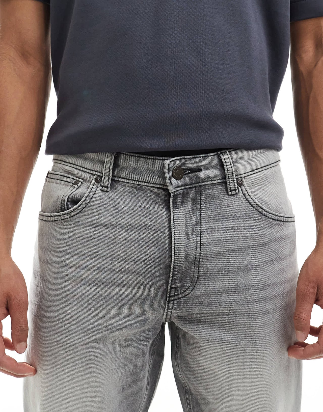 ASOS DESIGN tapered fit jeans in grey wash