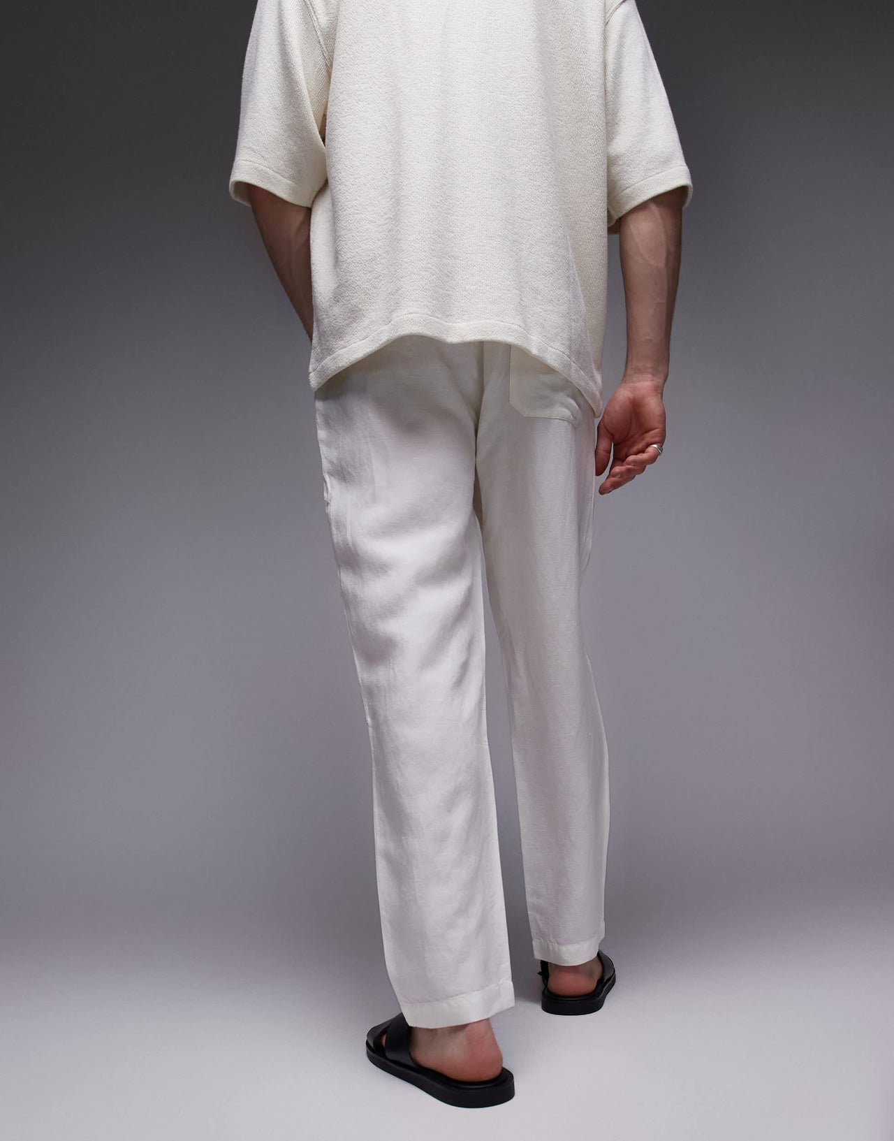 Topman tapered fit linen trouser ecru