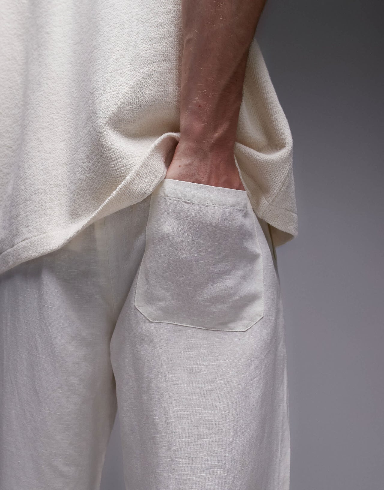 Topman tapered fit linen trouser ecru