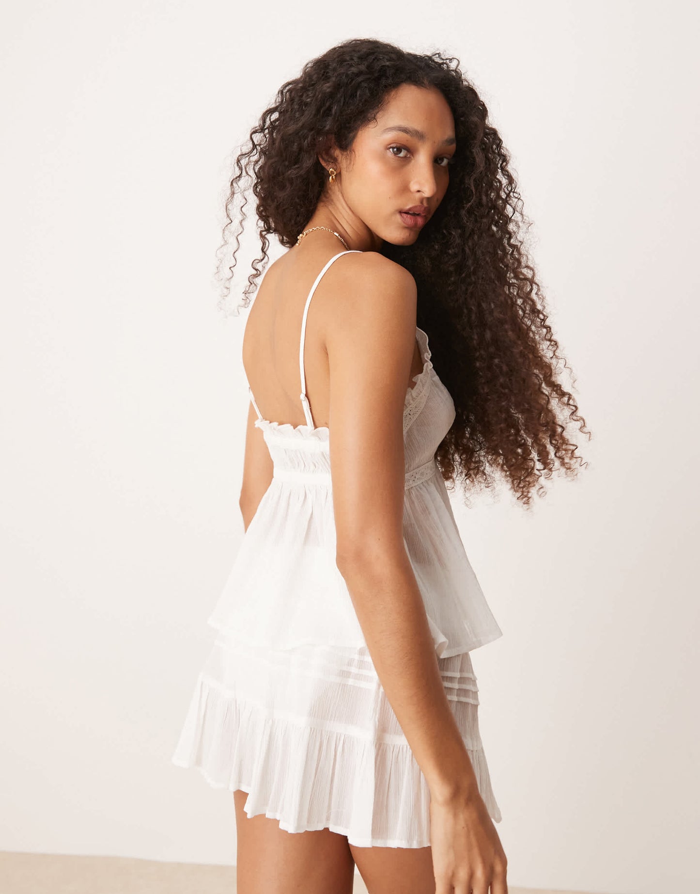 ASOS DESIGN crinkle cotton beach crop top in white