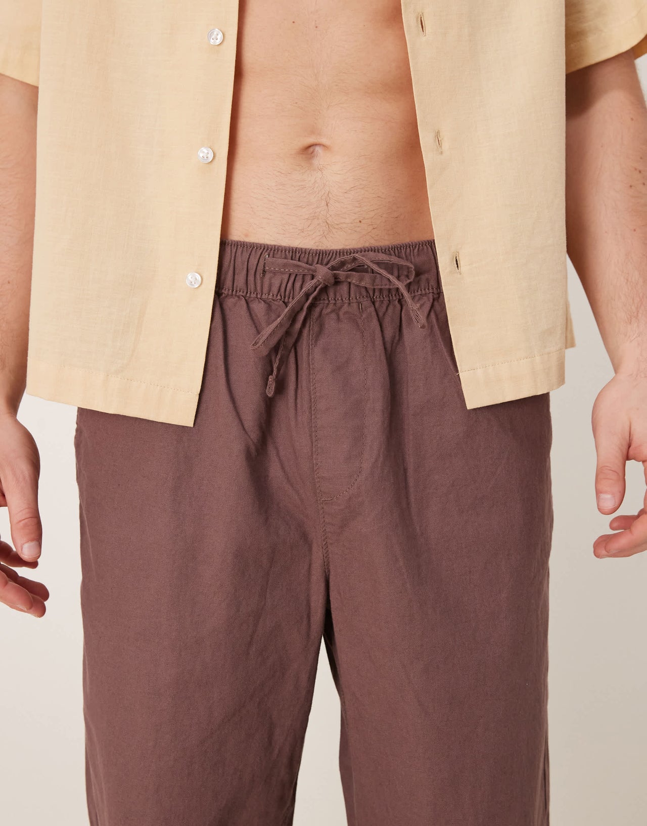 ASOS DESIGN baggy linen blend trousers in brown