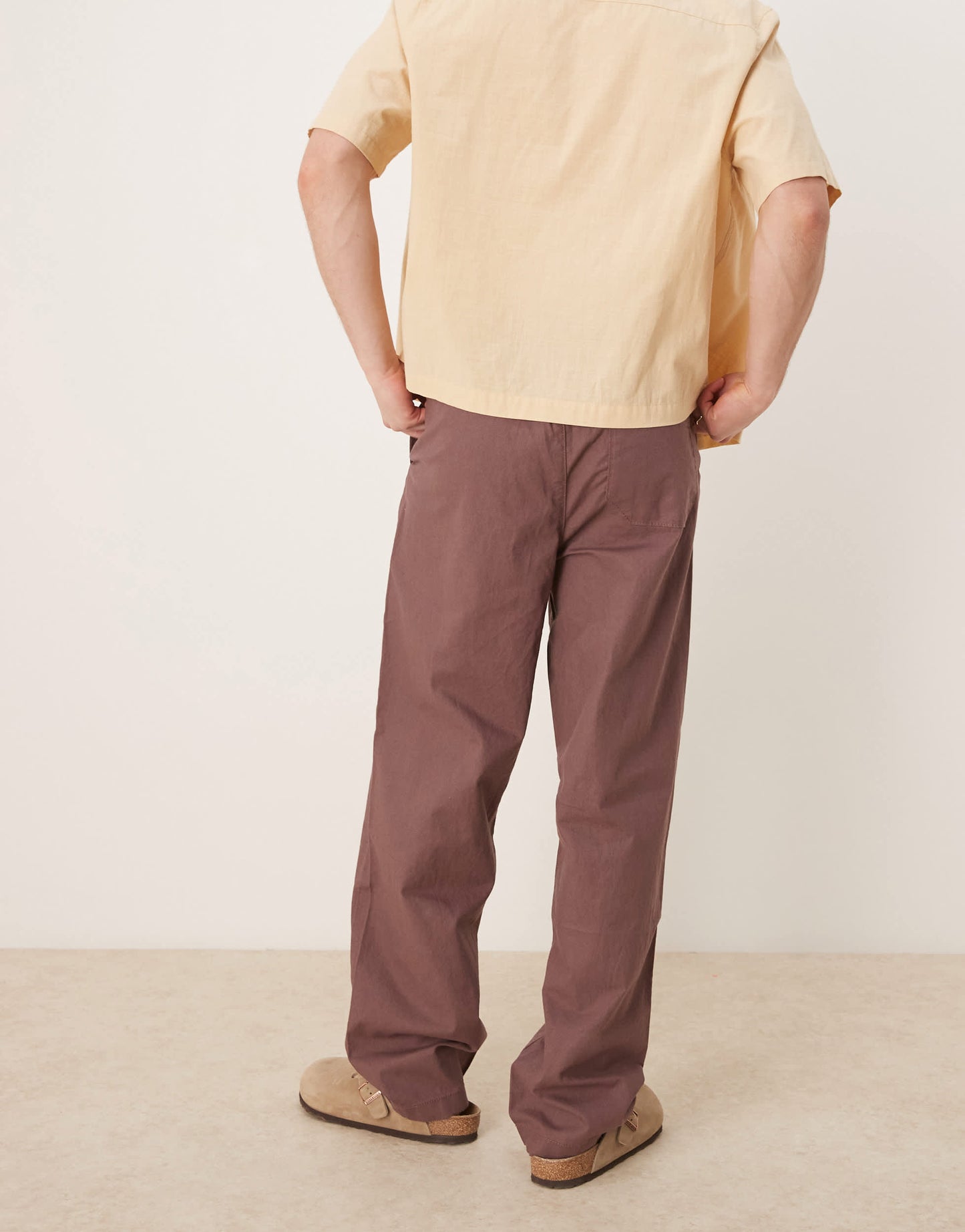 ASOS DESIGN baggy linen blend trousers in brown