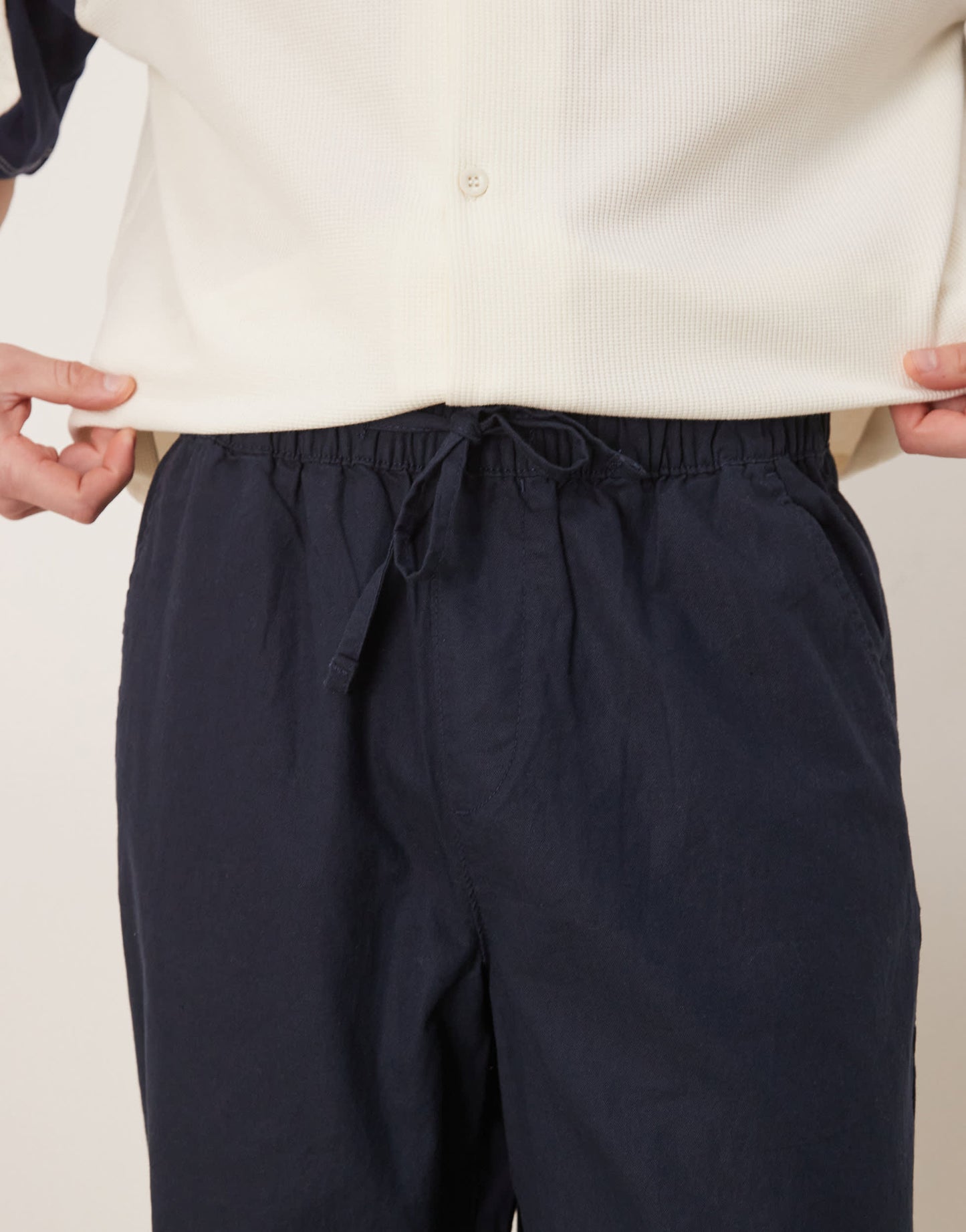 ASOS DESIGN baggy linen blend trousers in navy