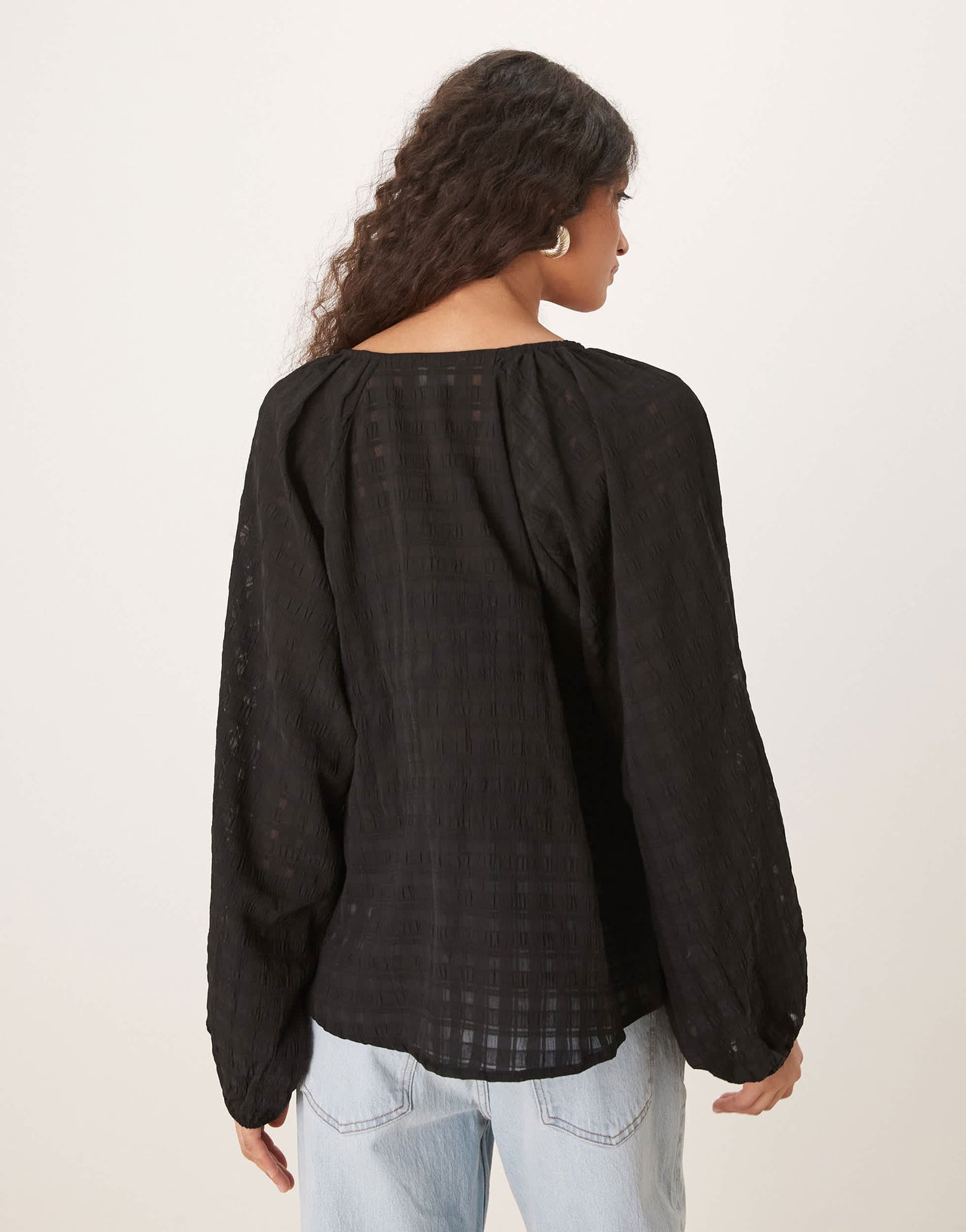 ASOS DESIGN textured plunge tie detail blouse
