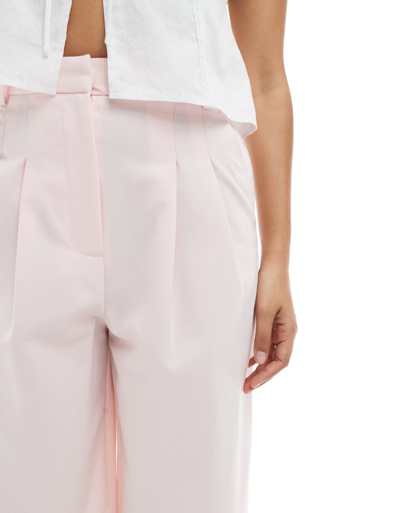 Miss Selfridge Petite tailored wide leg trouser in pink
