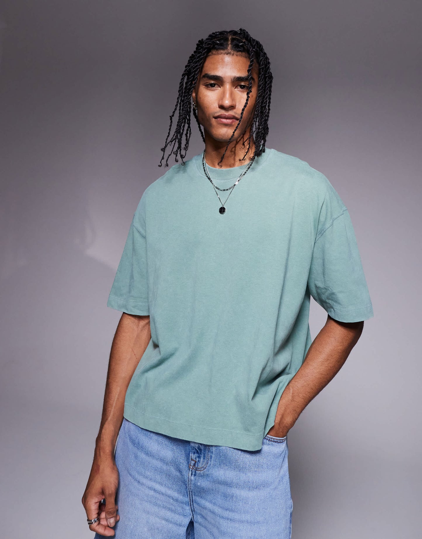 ASOS DESIGN heavyweight boxy oversized t-shirt in washed green