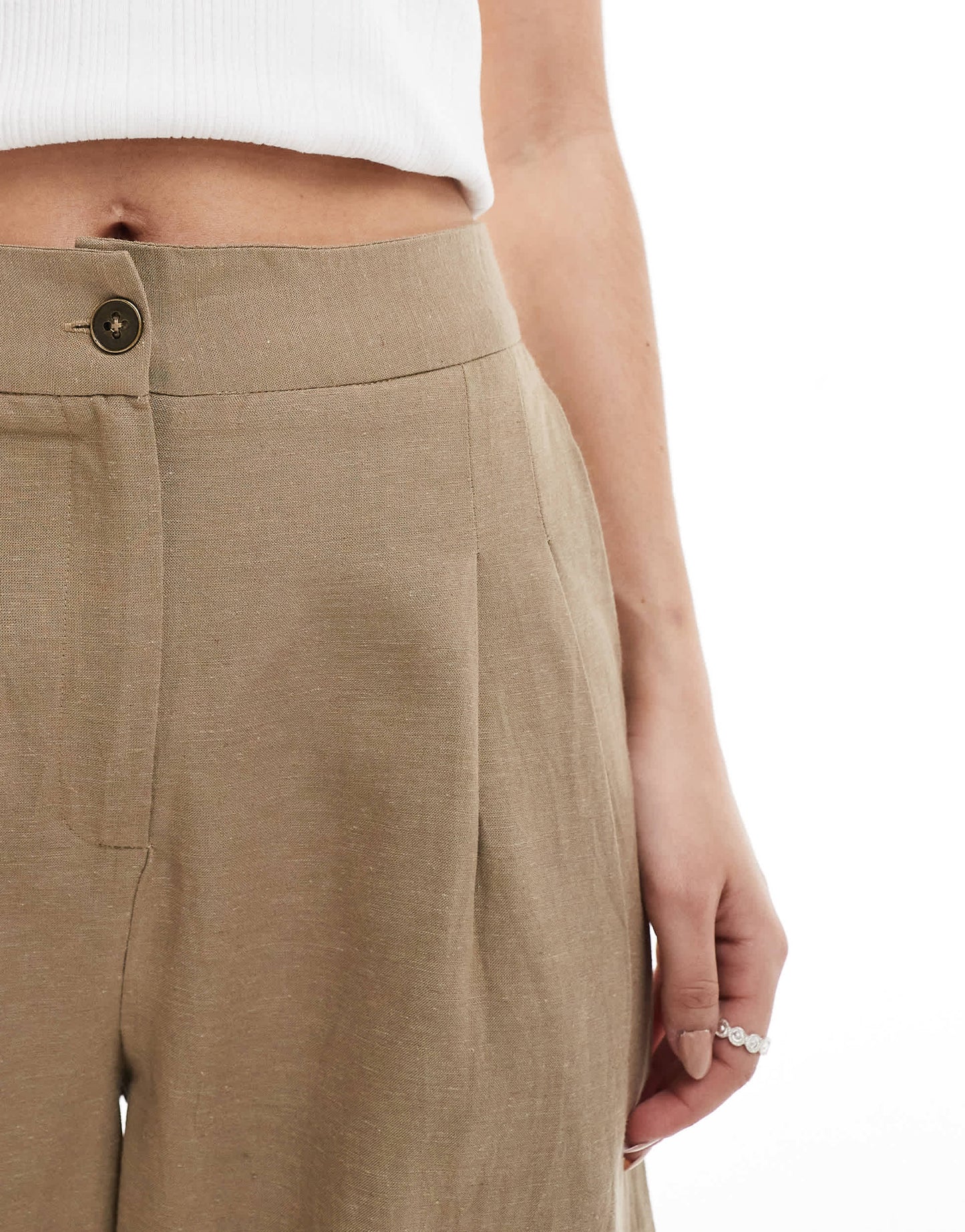 French Connection wide leg linen trousers in tan