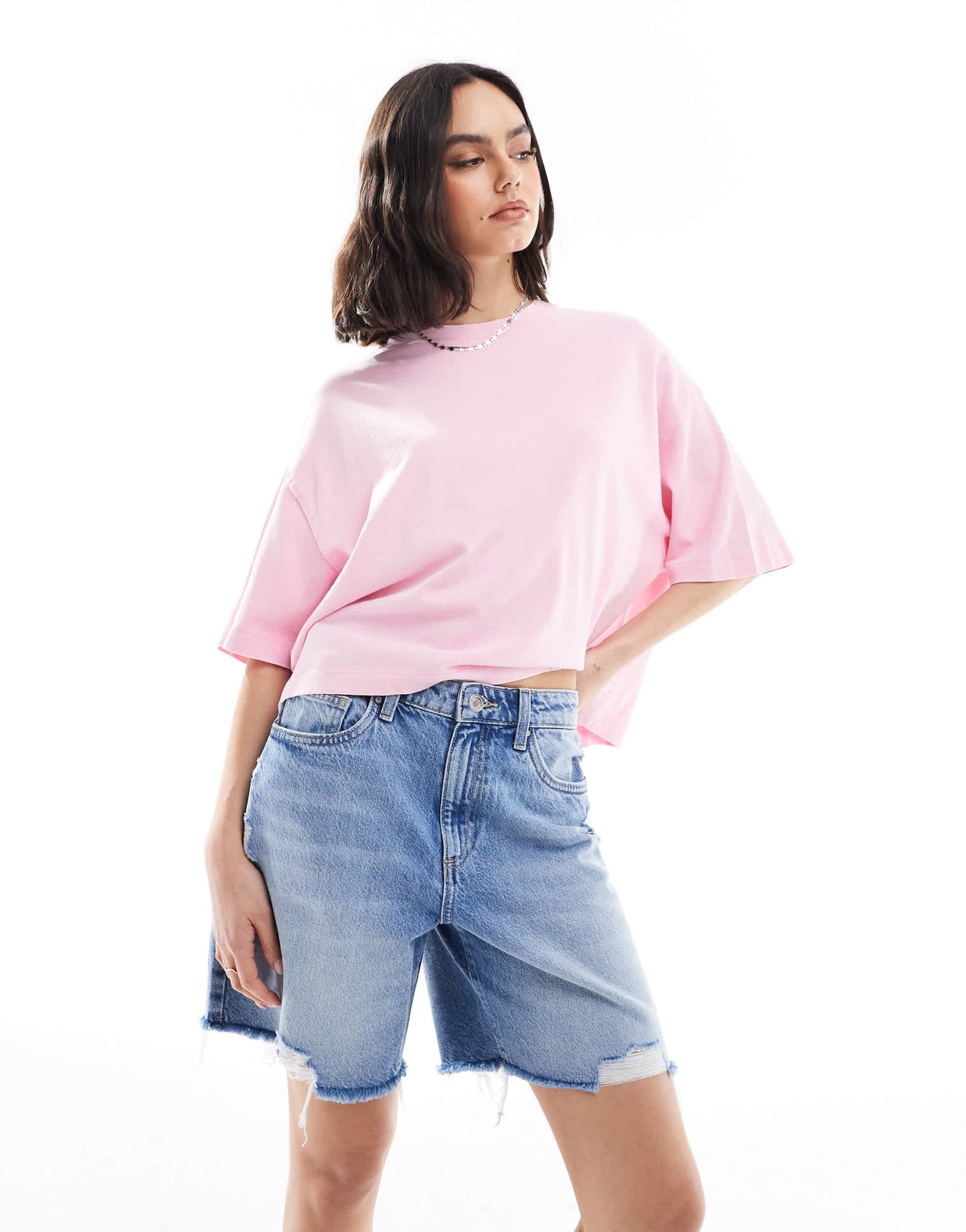 Cotton On relaxed denim short in saltwater blue