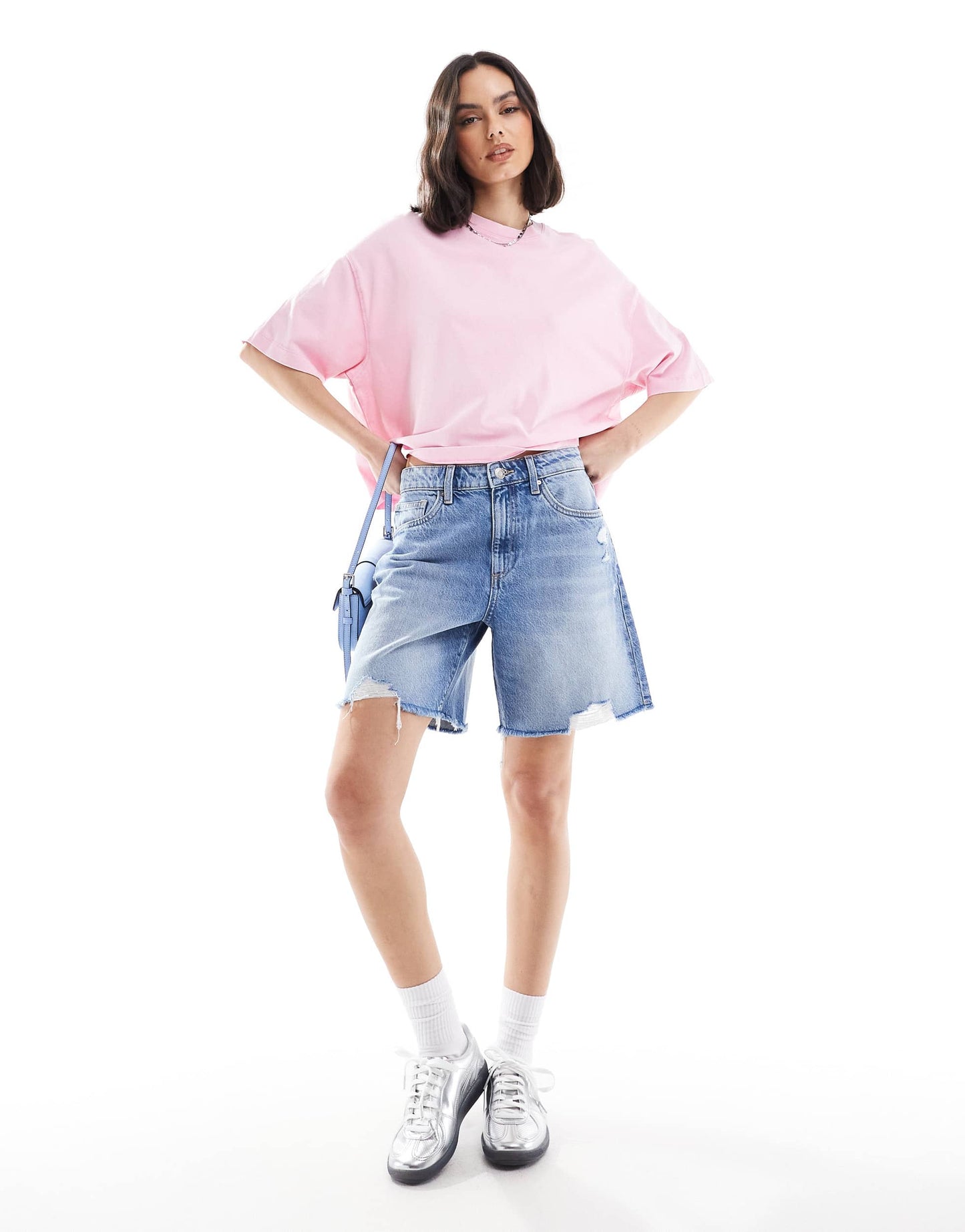 Cotton On relaxed denim short in saltwater blue