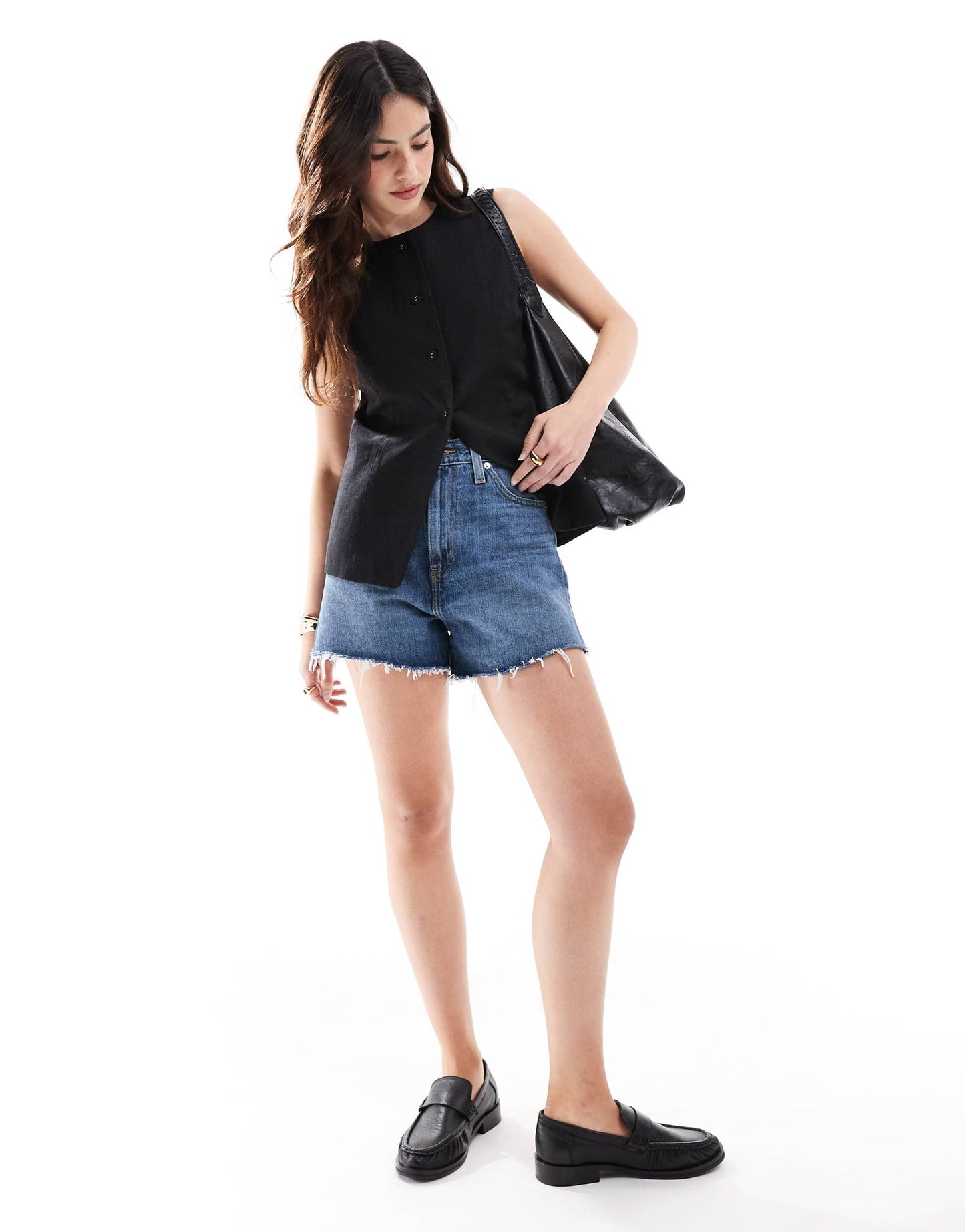 Cotton On Sienna linen cotton vest in black