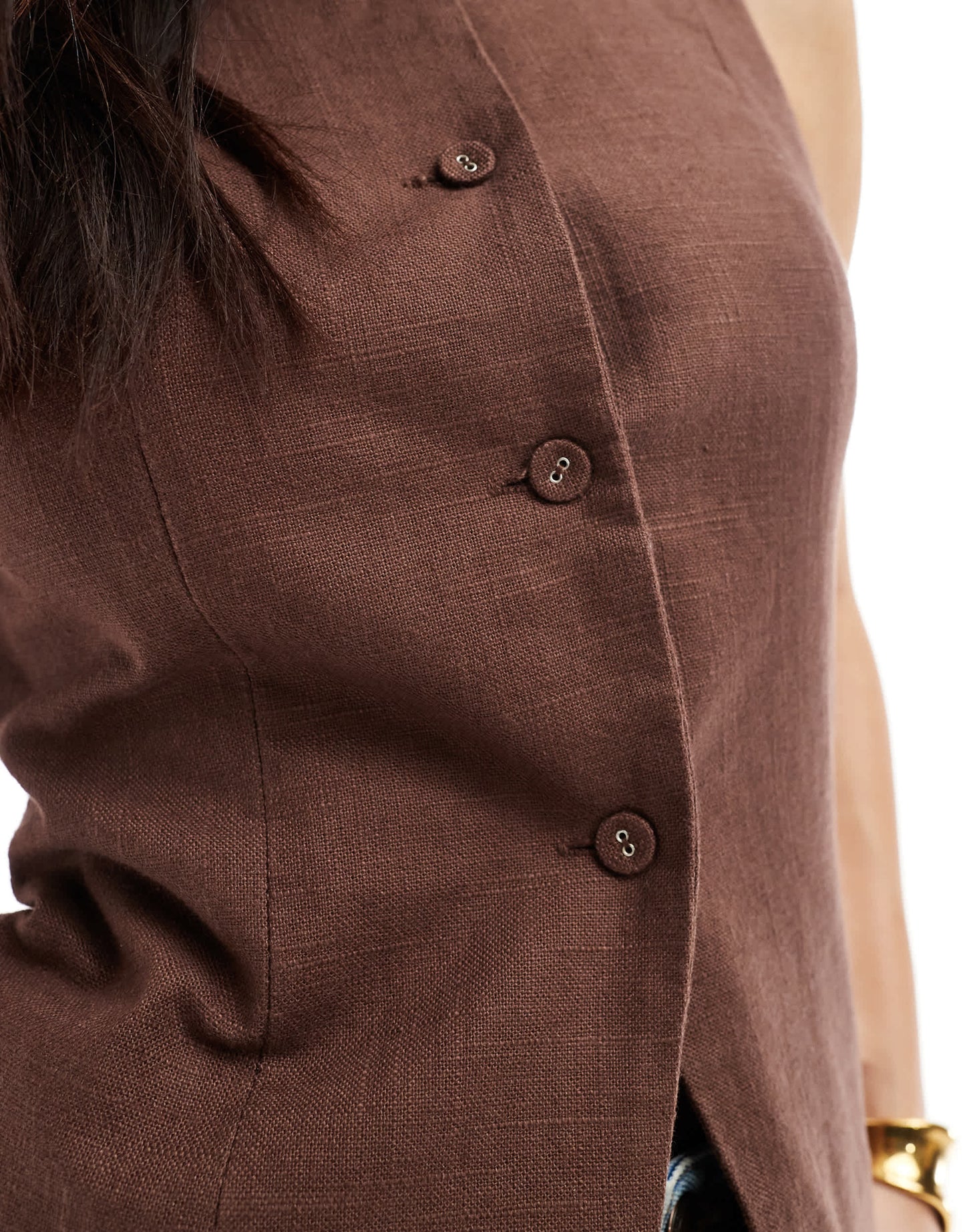 Cotton On Sienna linen cotton vest in brown