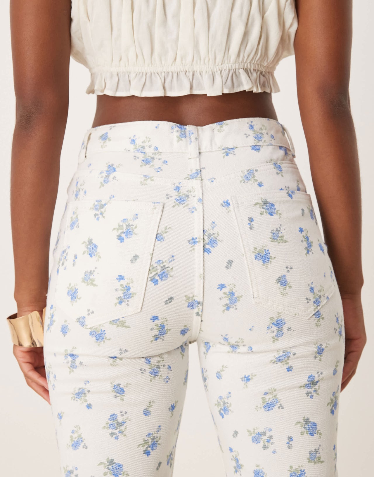 ASOS DESIGN mid rise straight jeans in floral print